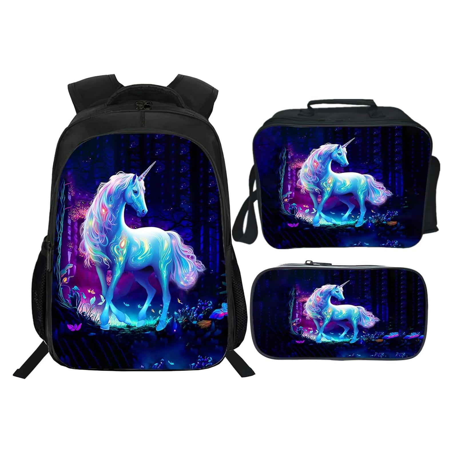 Mochila Escolar Unicornio Fuzawet 3 Piezas 40.6 cm