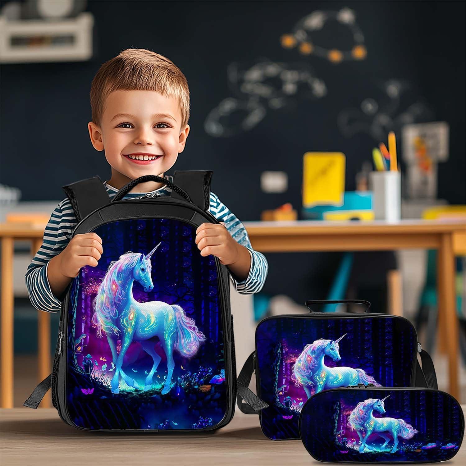 Mochila Escolar Unicornio Fuzawet 3 Piezas 40.6 cm