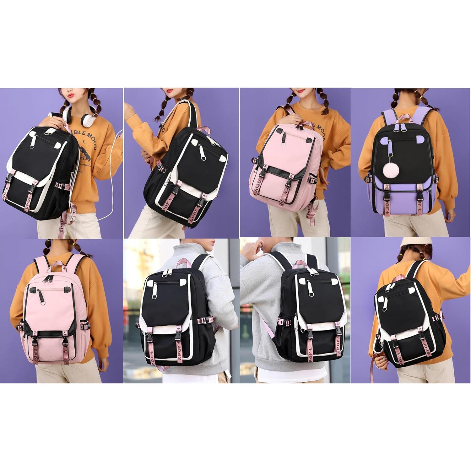 Mochila Escolar para Niñas JiaYou 21L Púrpura con USB