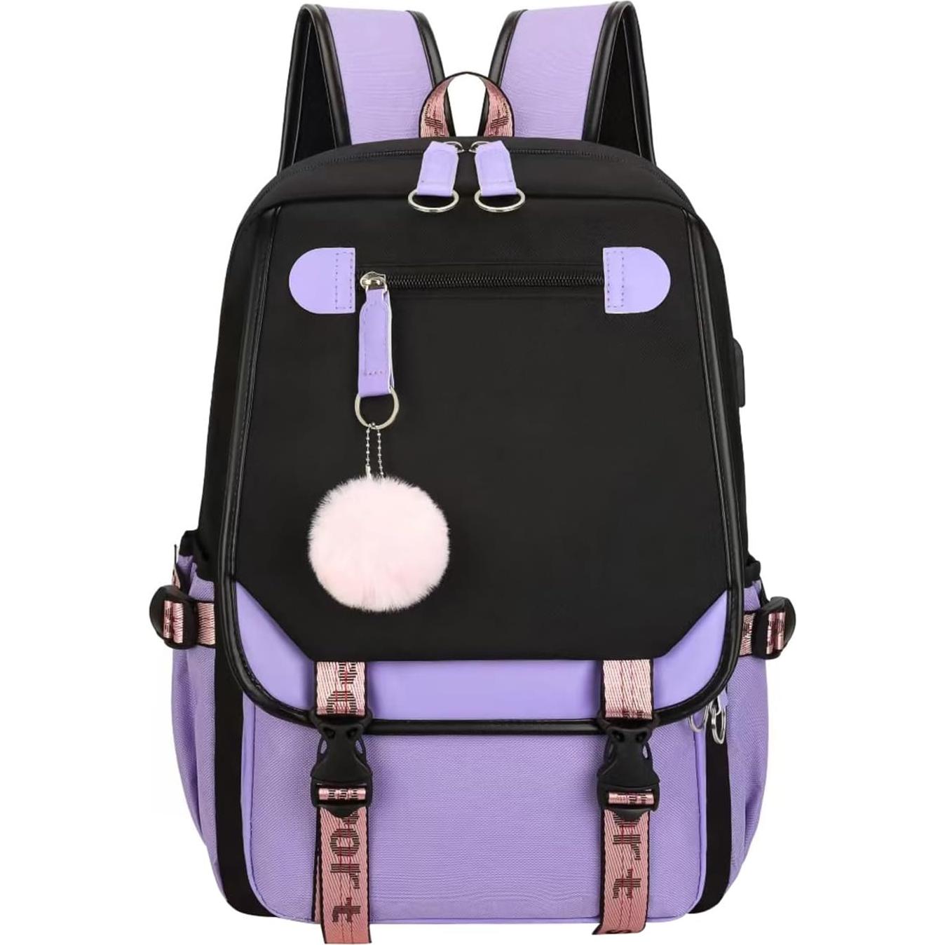 Mochila Escolar para Niñas JiaYou 21L Púrpura con USB