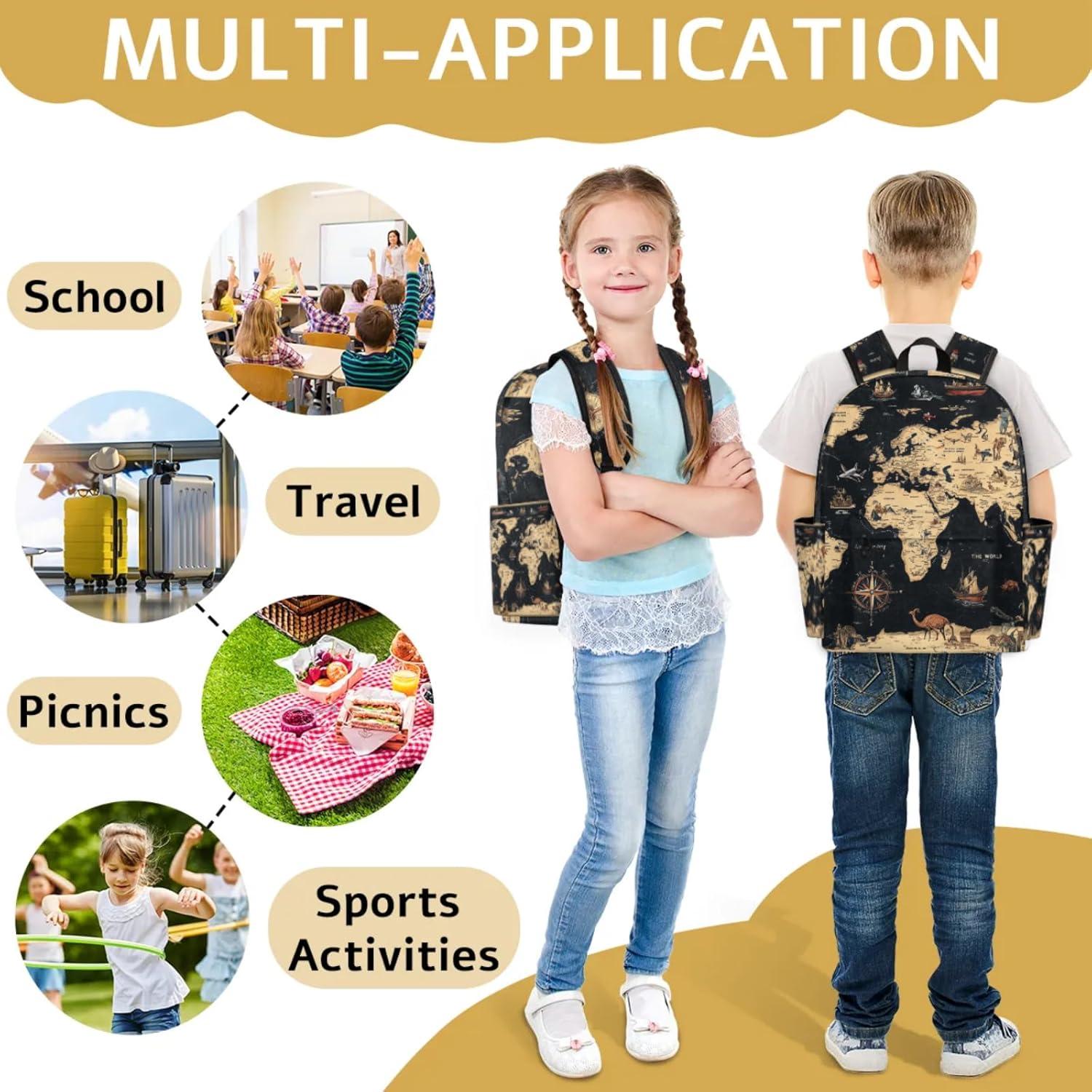 Mochila Infantil PATTERNFUL 15" Mapa del Mundo Resistente