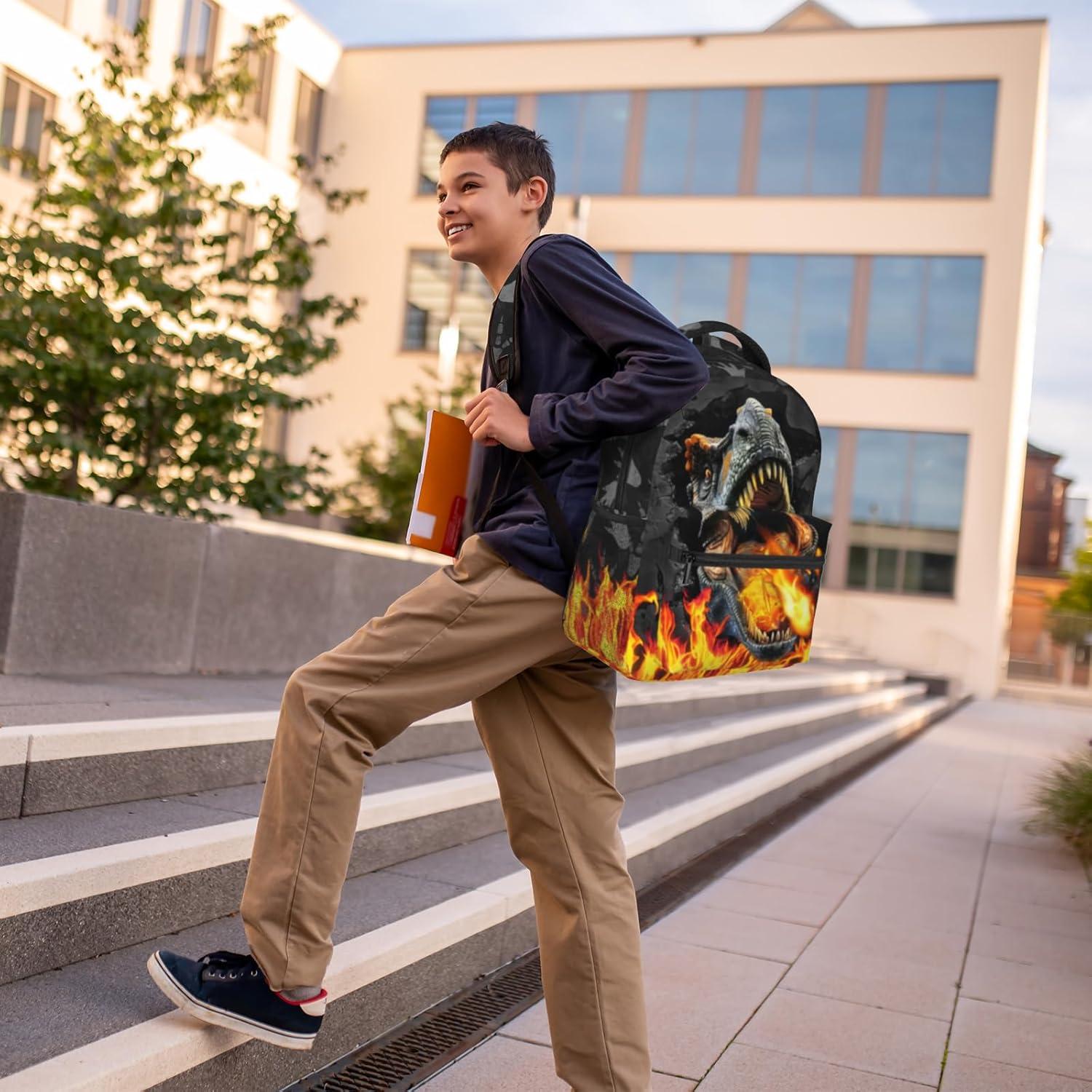 Mochila Escolar de Dinosaurio BolAurp 29x20x40cm Impermeable