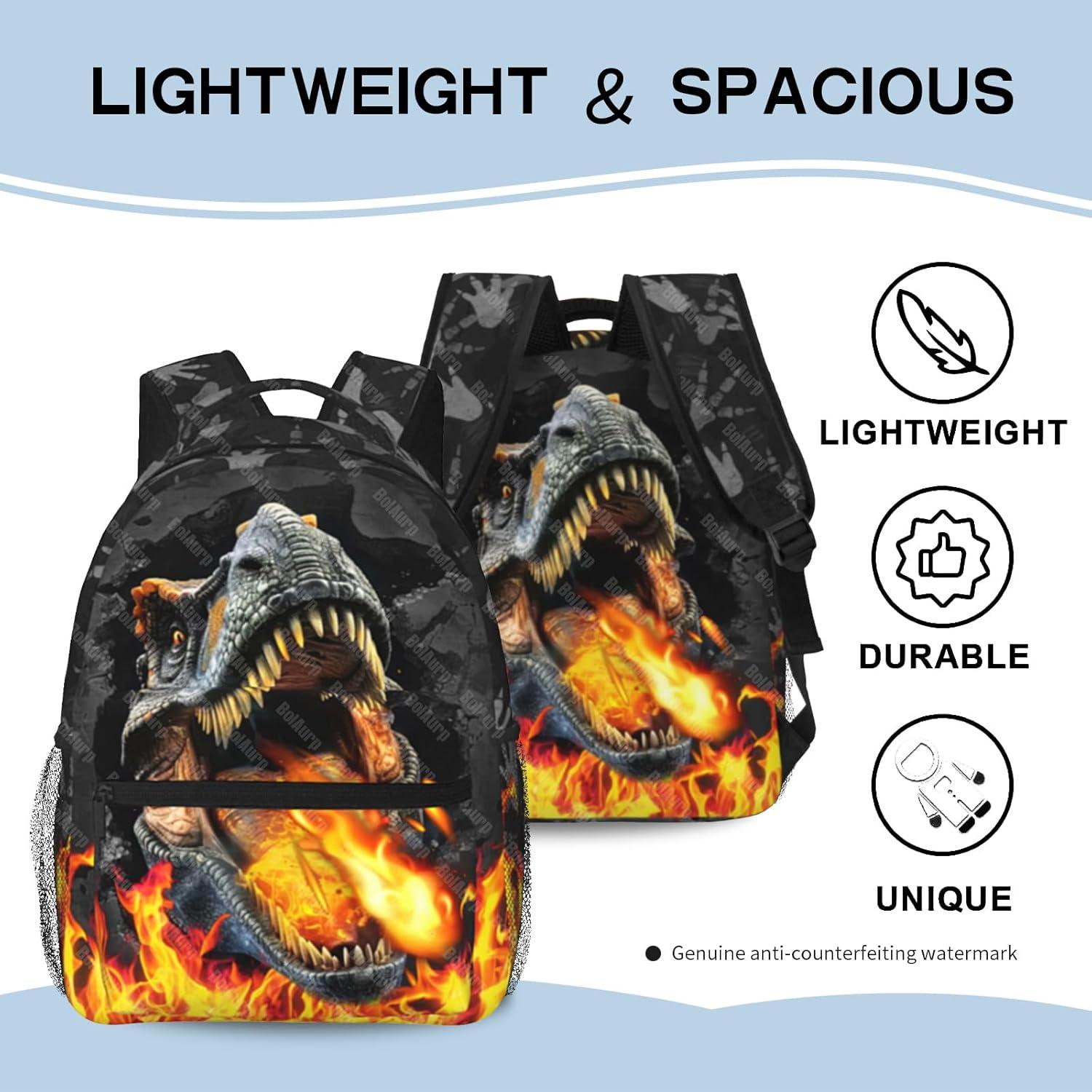 Mochila Escolar de Dinosaurio BolAurp 29x20x40cm Impermeable
