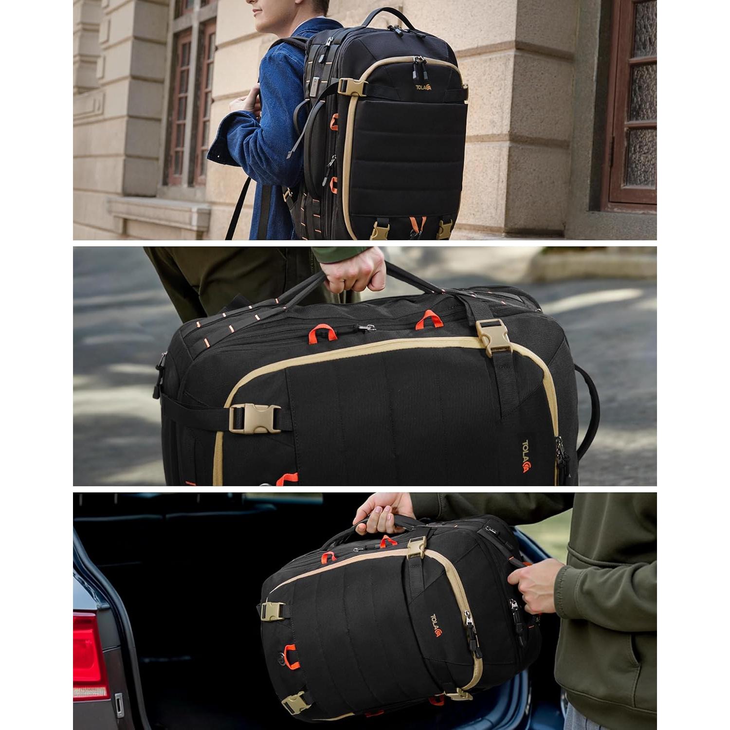 Mochila de Viaje Tolaccea 50L Expandible con Carga USB