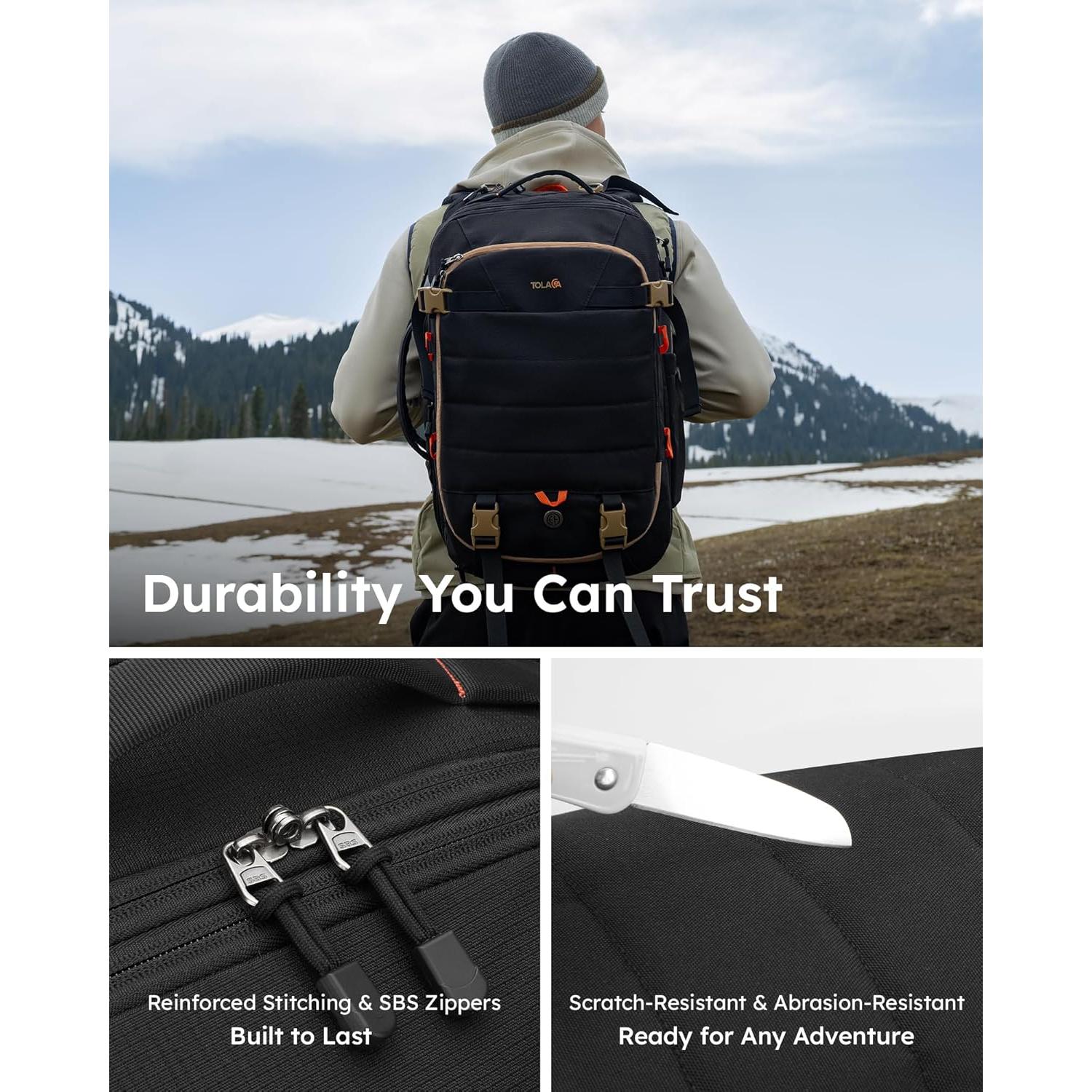 Mochila de Viaje Tolaccea 50L Expandible con Carga USB