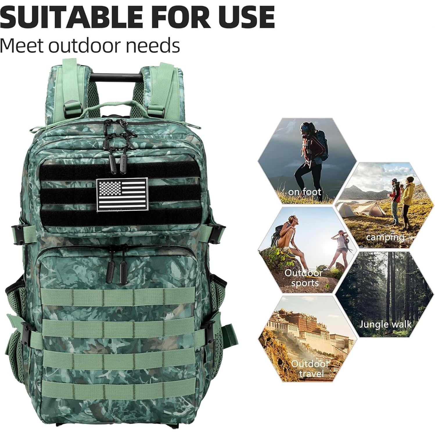 Mochila Táctica Militar BAIXINGBAGS 45L Camuflaje de Selva