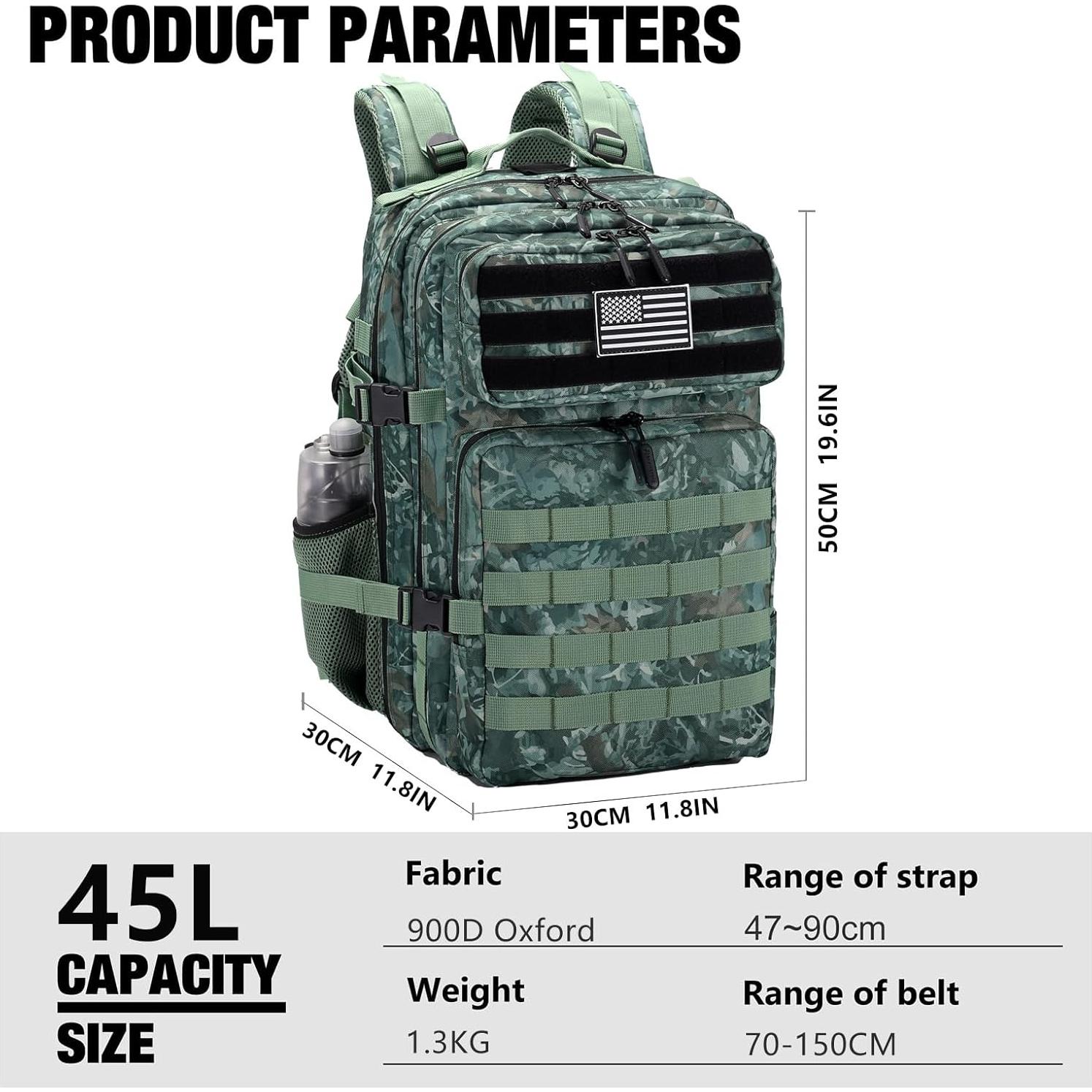 Mochila Táctica Militar BAIXINGBAGS 45L Camuflaje de Selva
