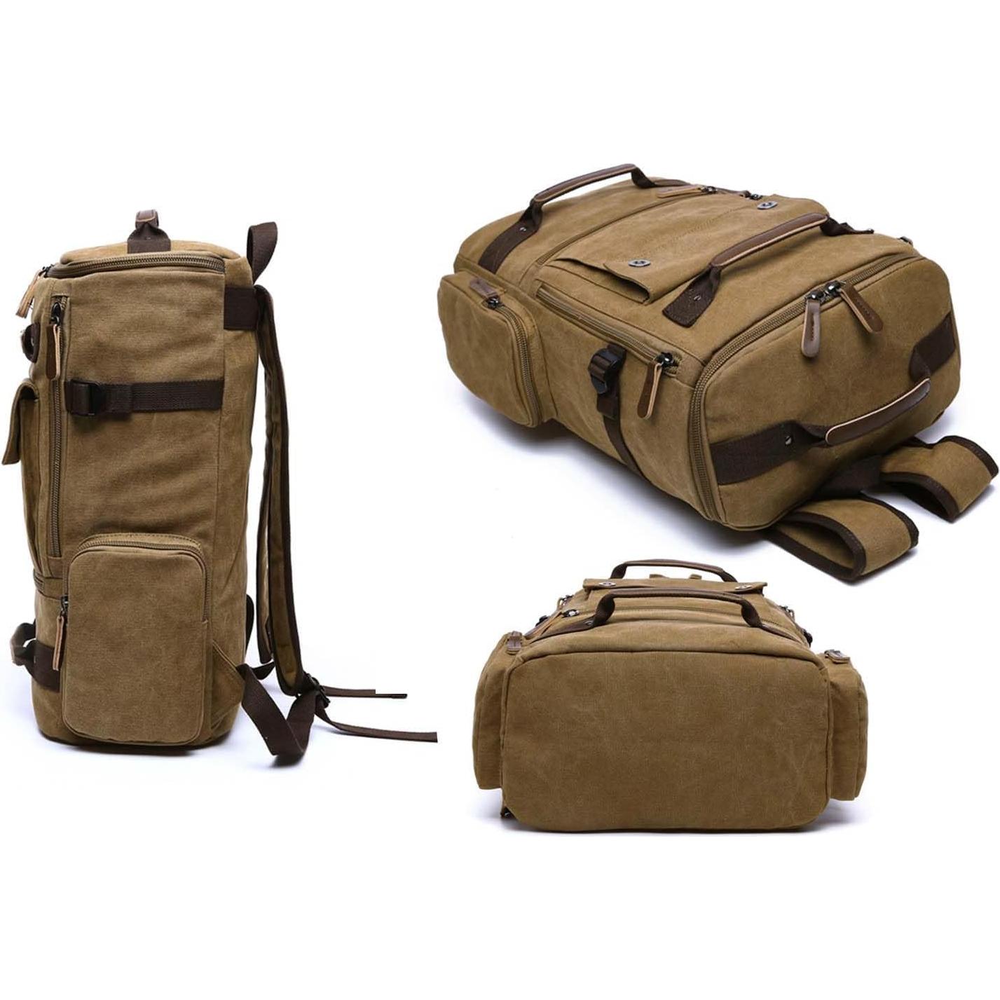 Mochila de Lona Vintage Jahomieo 23L para Portátil 17" Caqui