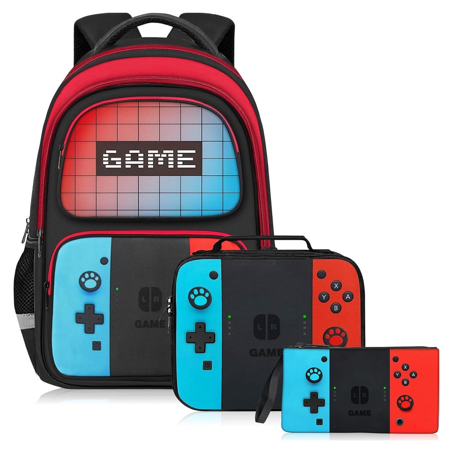 Mochila Escolar Gamer HFHTDC 3 en 1 con Lonchera y Estuche