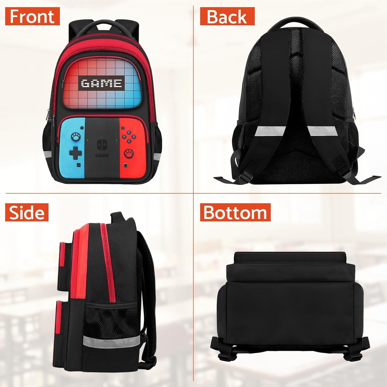 Mochila Escolar Gamer HFHTDC 3 en 1 con Lonchera y Estuche
