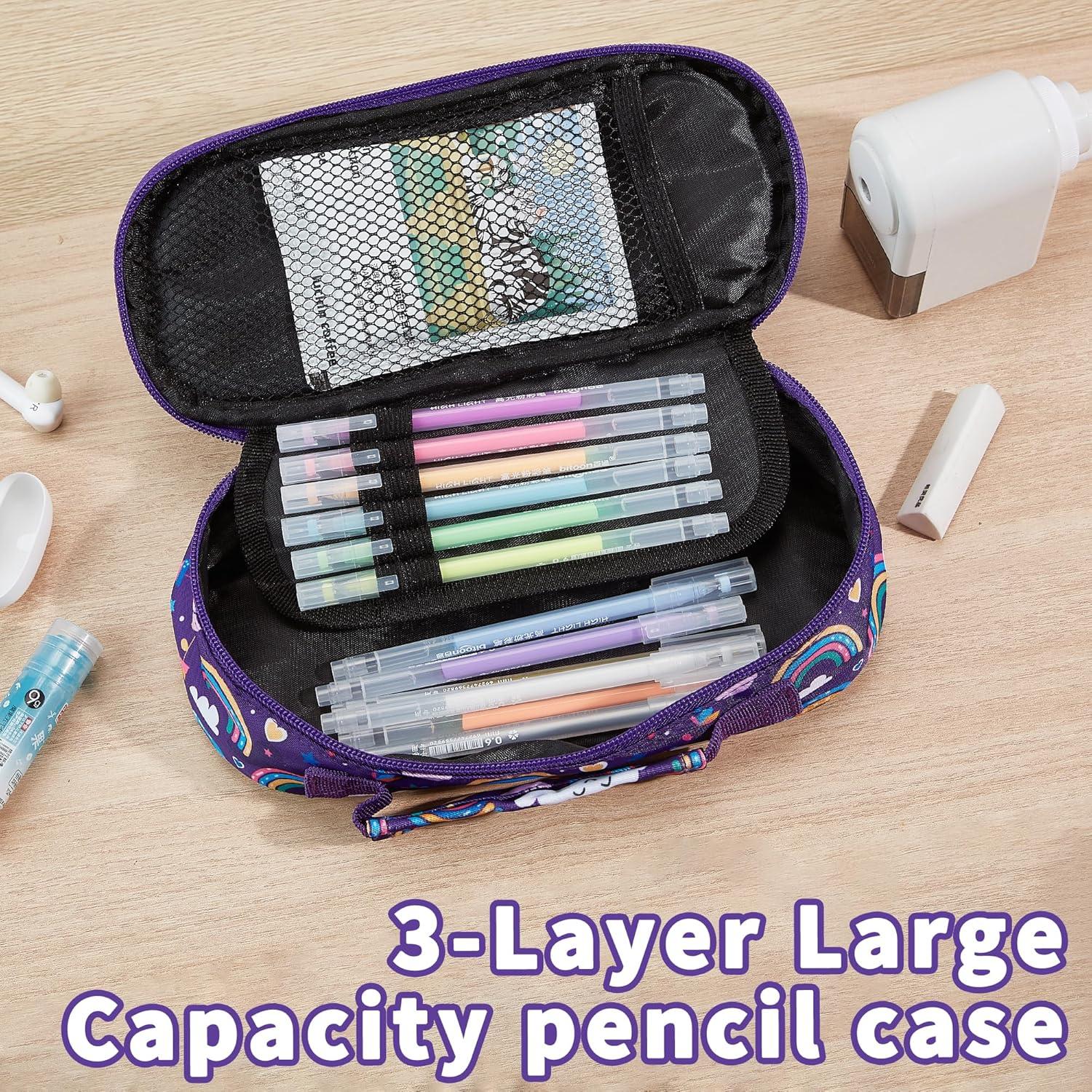 Mochila Escolar 3Pcs FYHMDC Niñas Color Púrpura Impermeable