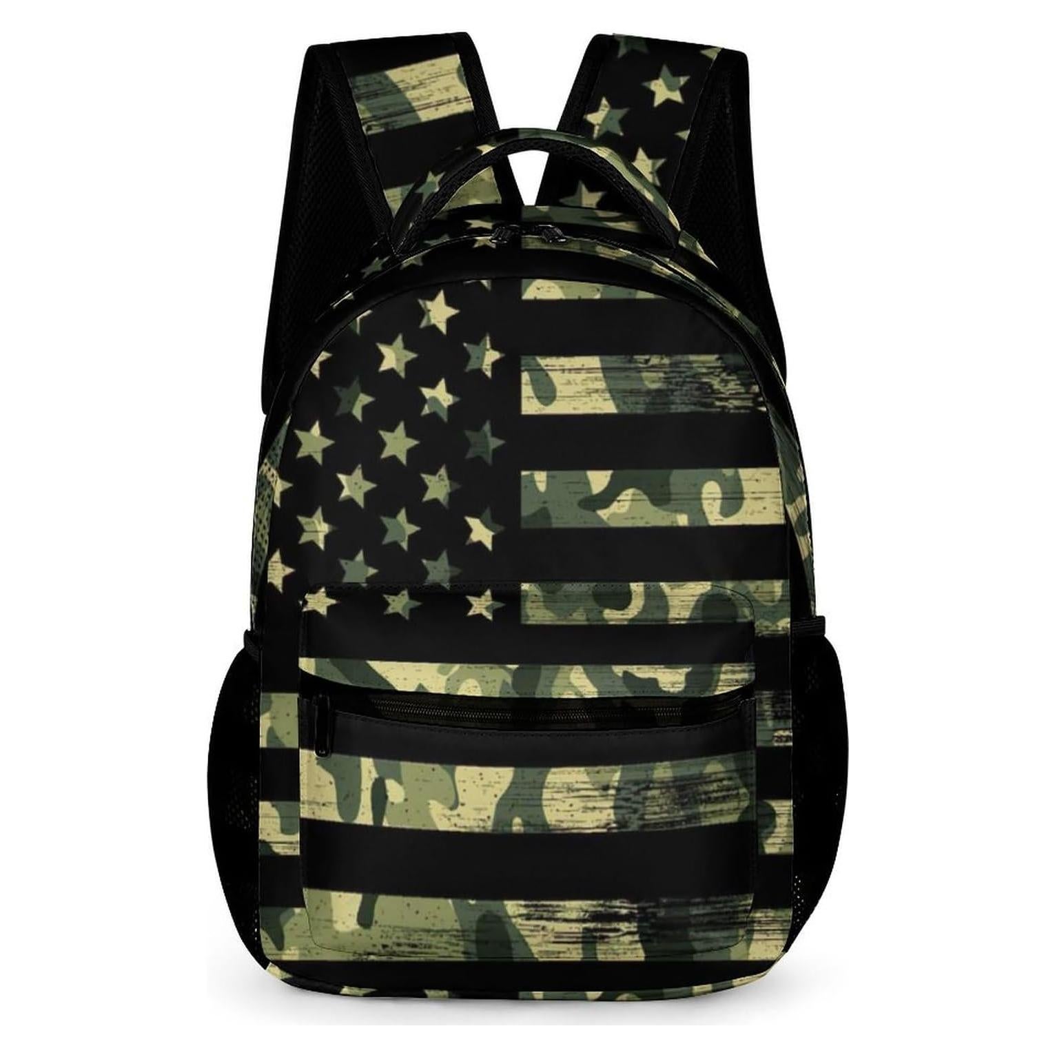Mochila Escolar Camuflada Bandera Americana Niños 40.6cm