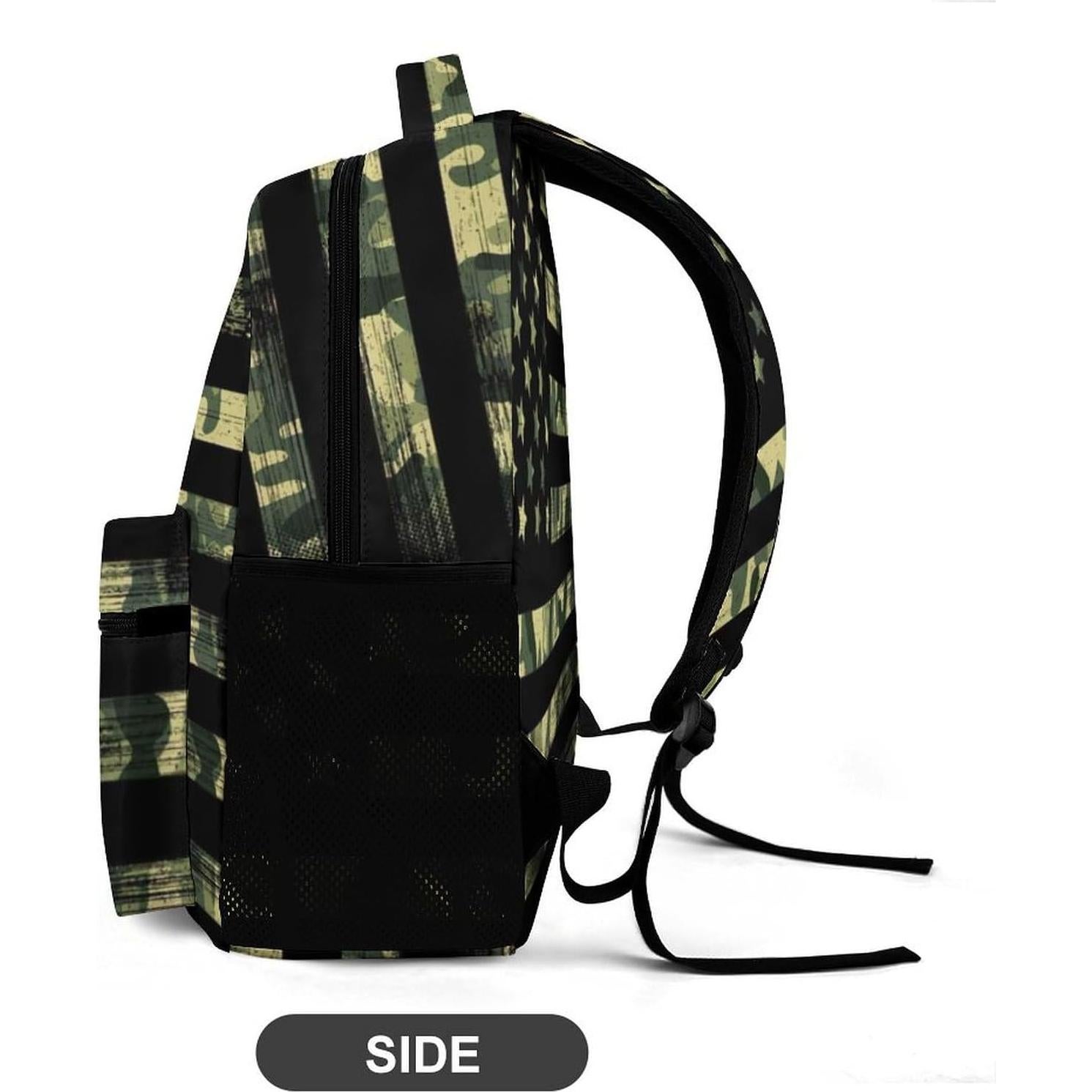 Mochila Escolar Camuflada Bandera Americana Niños 40.6cm