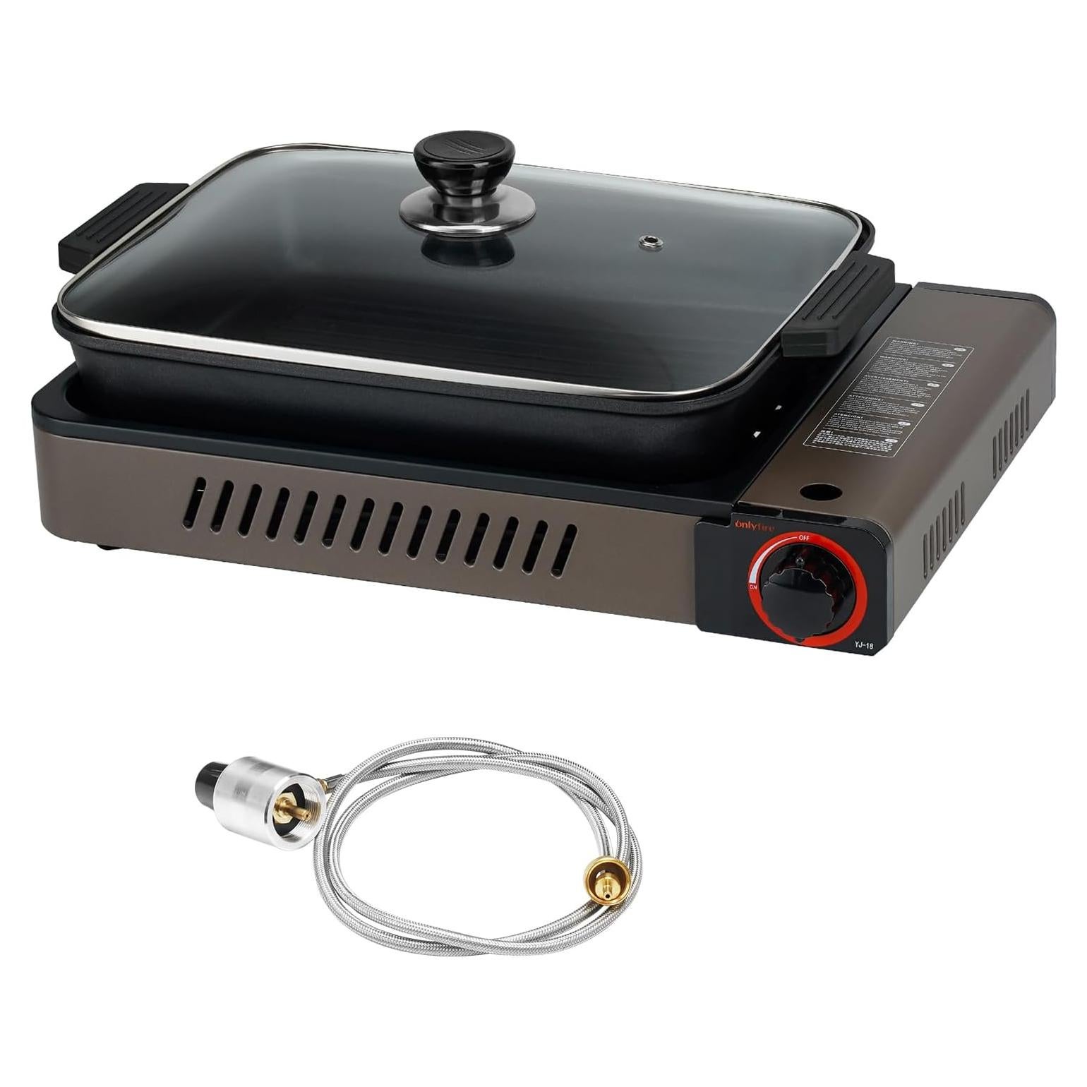 Estufa de Butano Portátil ONLYFIRE GS349 con Sartén Grill