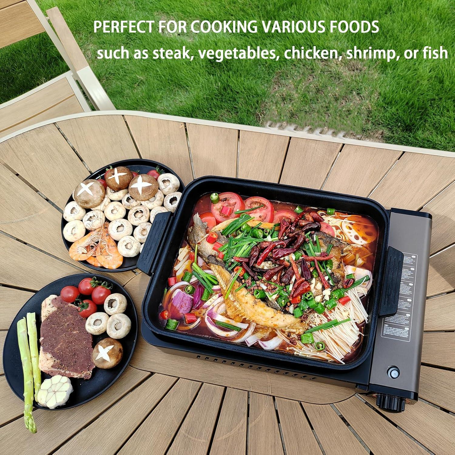 Estufa de Butano Portátil ONLYFIRE GS349 con Sartén Grill