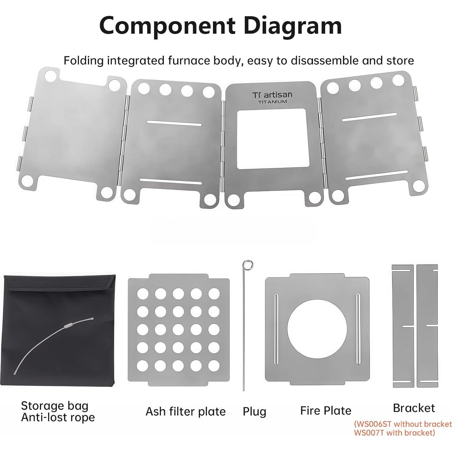 Estufa de Madera Plegable Ti Artisan TA006T para Camping