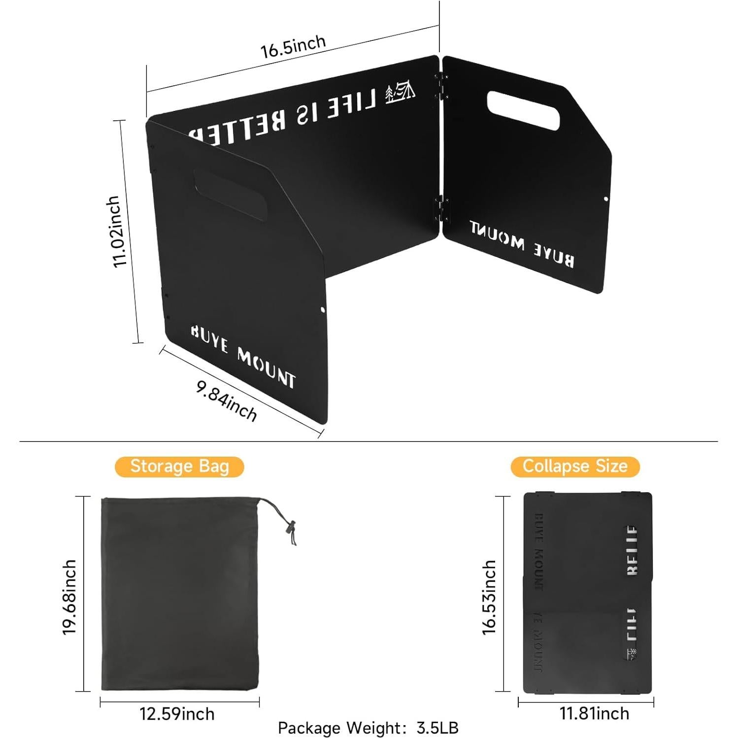 Paravientos GEEKHOM para Estufa de Camping 3 Paneles Plegable