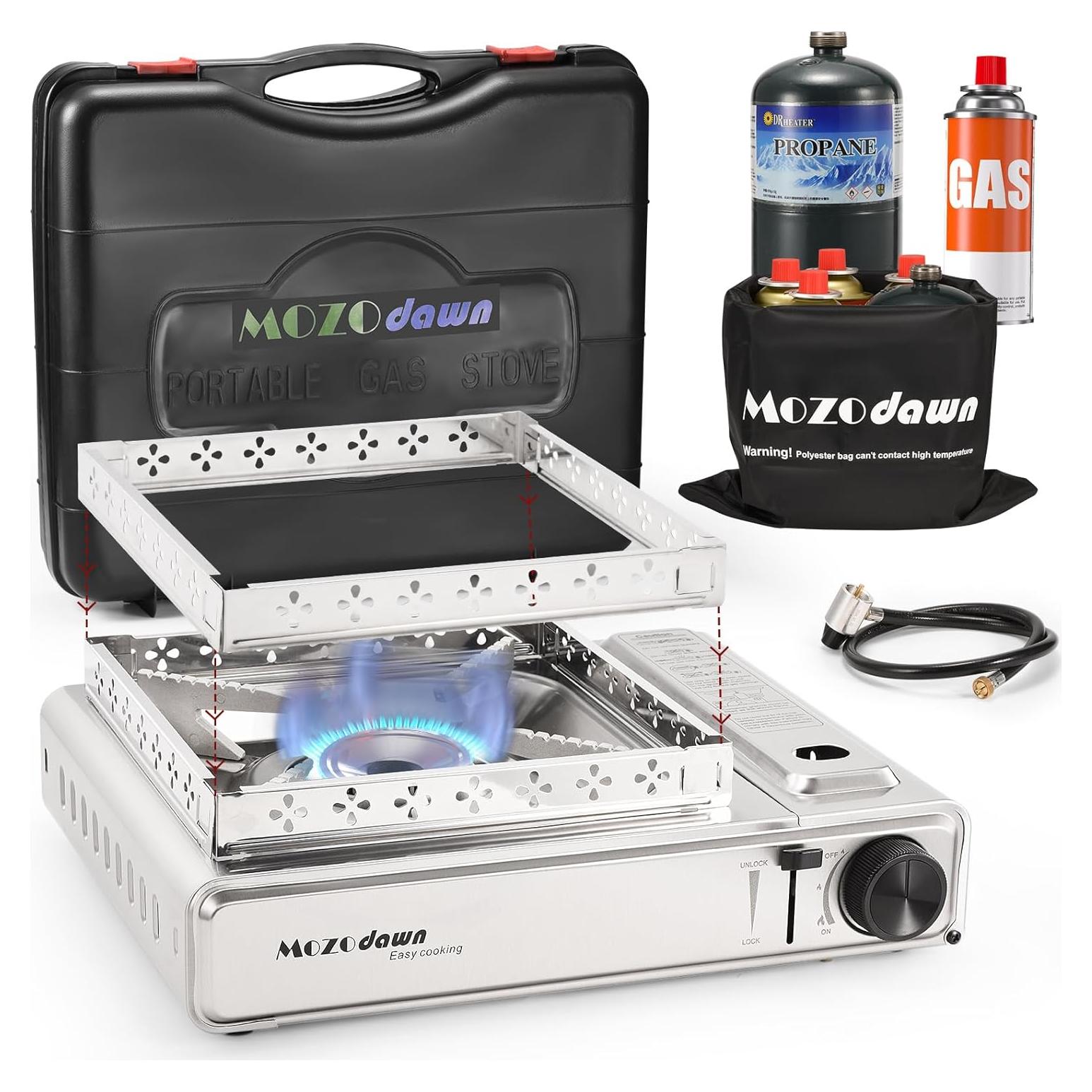 Estufa de Camping Portátil MOZODAWN Doble Combustible 10500 BTU