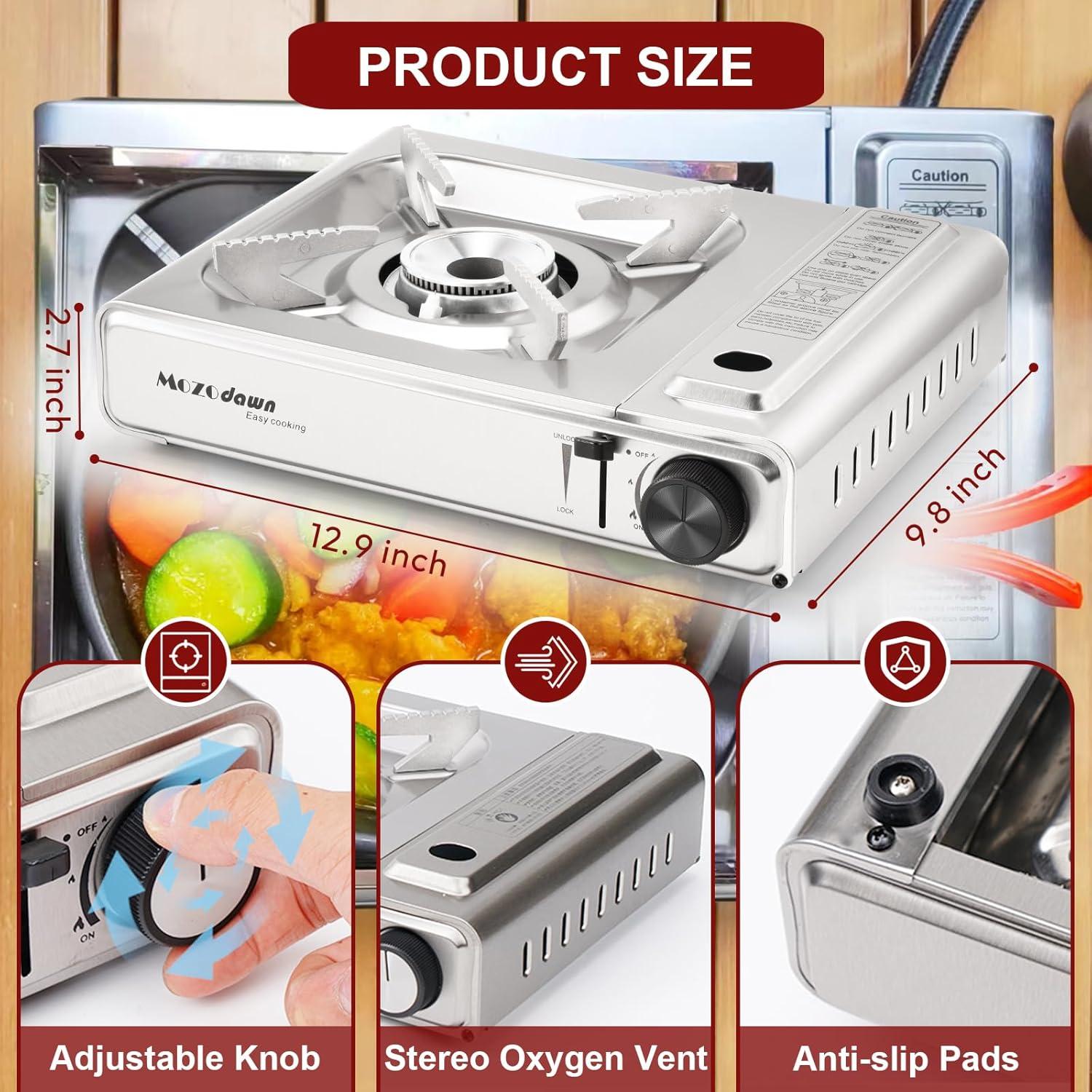 Estufa de Camping Portátil MOZODAWN Doble Combustible 10500 BTU