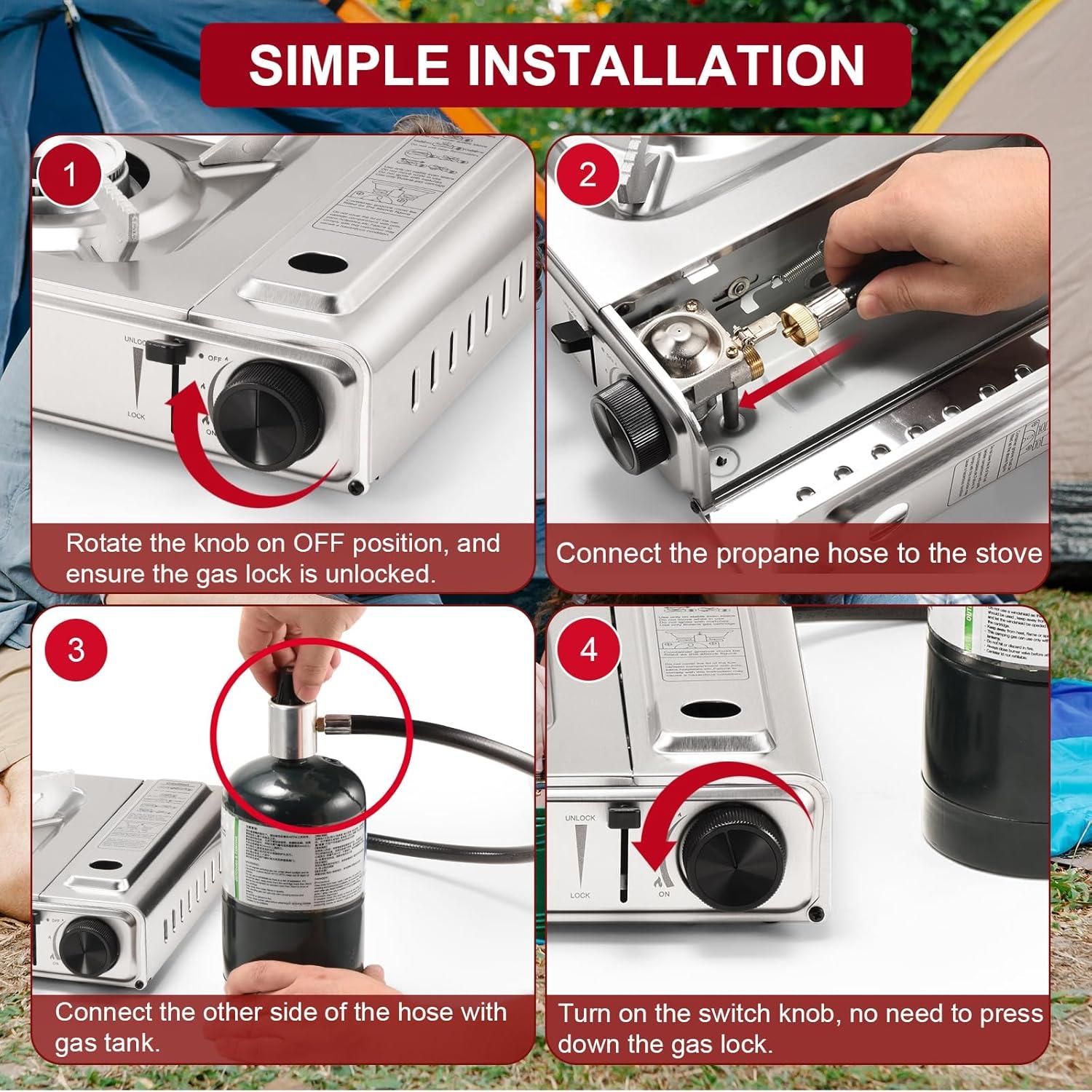 Estufa de Camping Portátil MOZODAWN Doble Combustible 10500 BTU