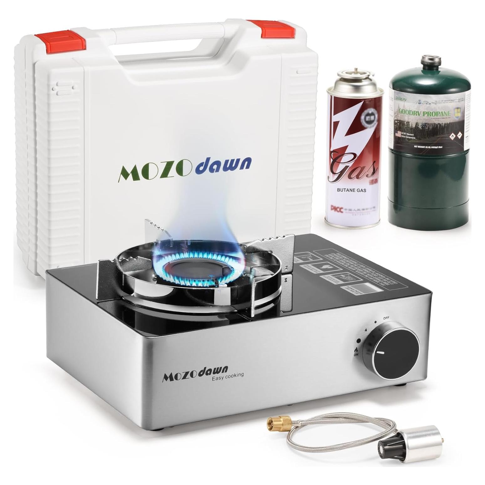 Estufa de Camping Mozodawn Doble Combustible 12000 BTU Portátil