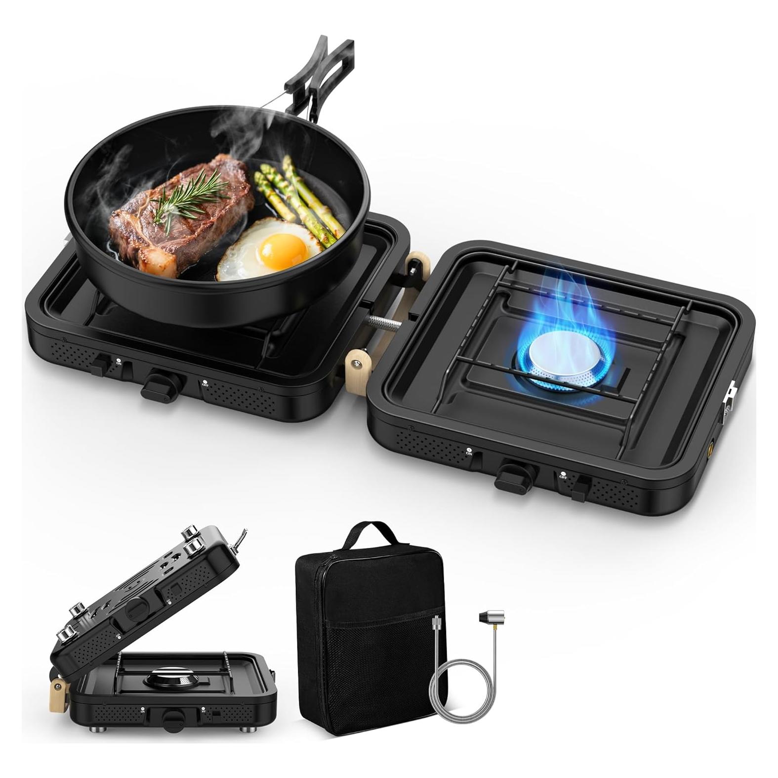 Estufa de Camping Qvamodo a Gas Propano 2 Quemadores Plegable