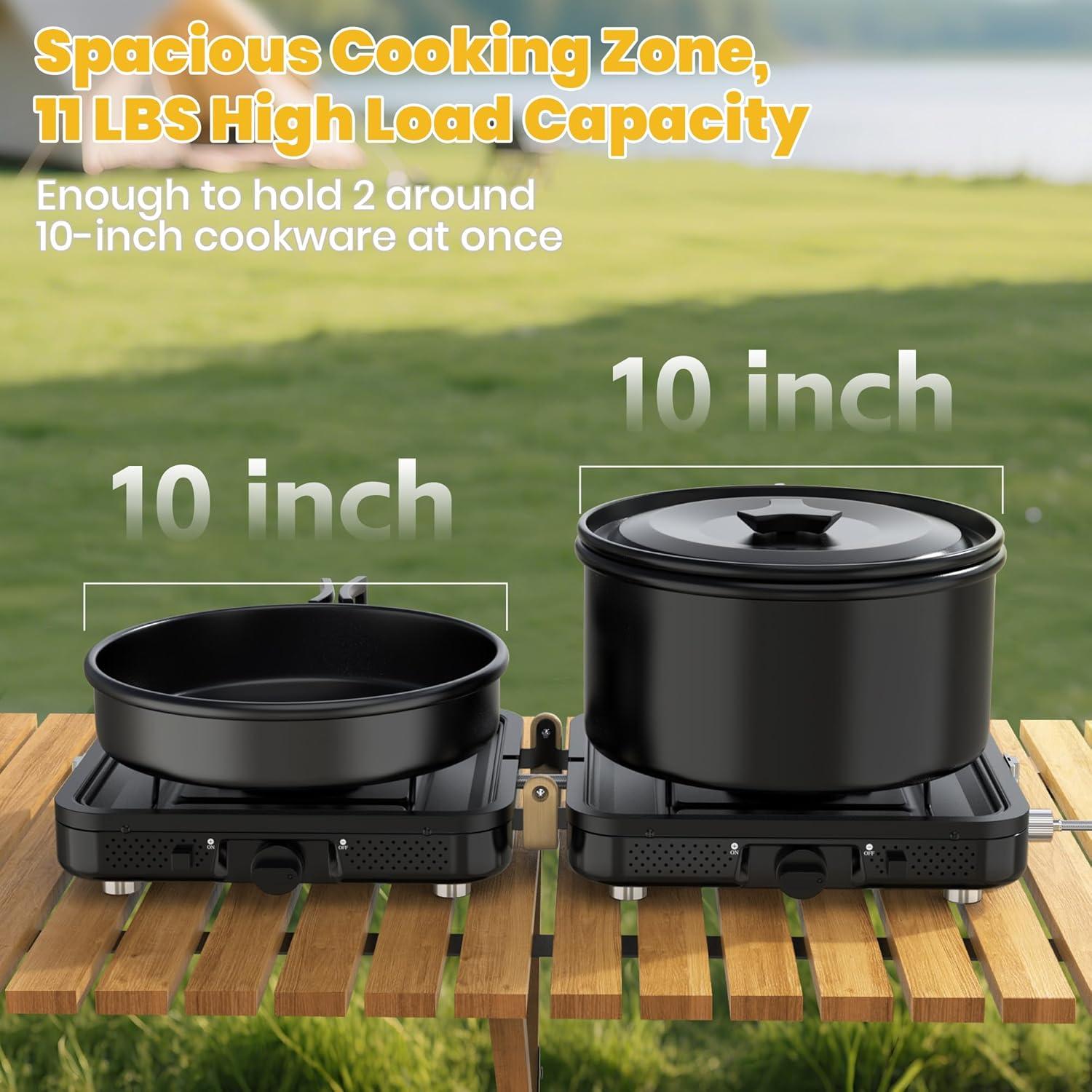 Estufa de Camping Qvamodo a Gas Propano 2 Quemadores Plegable