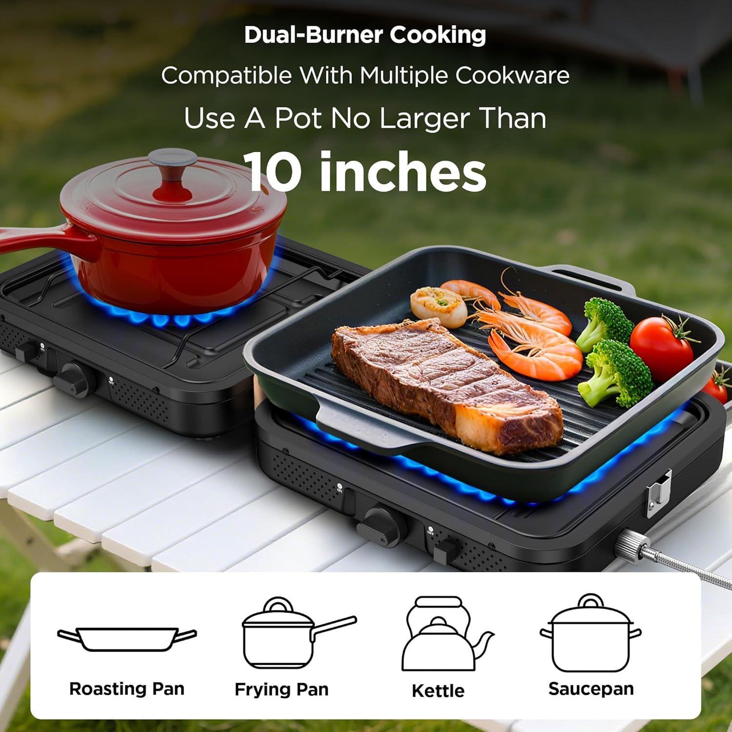 Estufa de Camping de Propano 2 Quemadores KSL01 15000 BTU