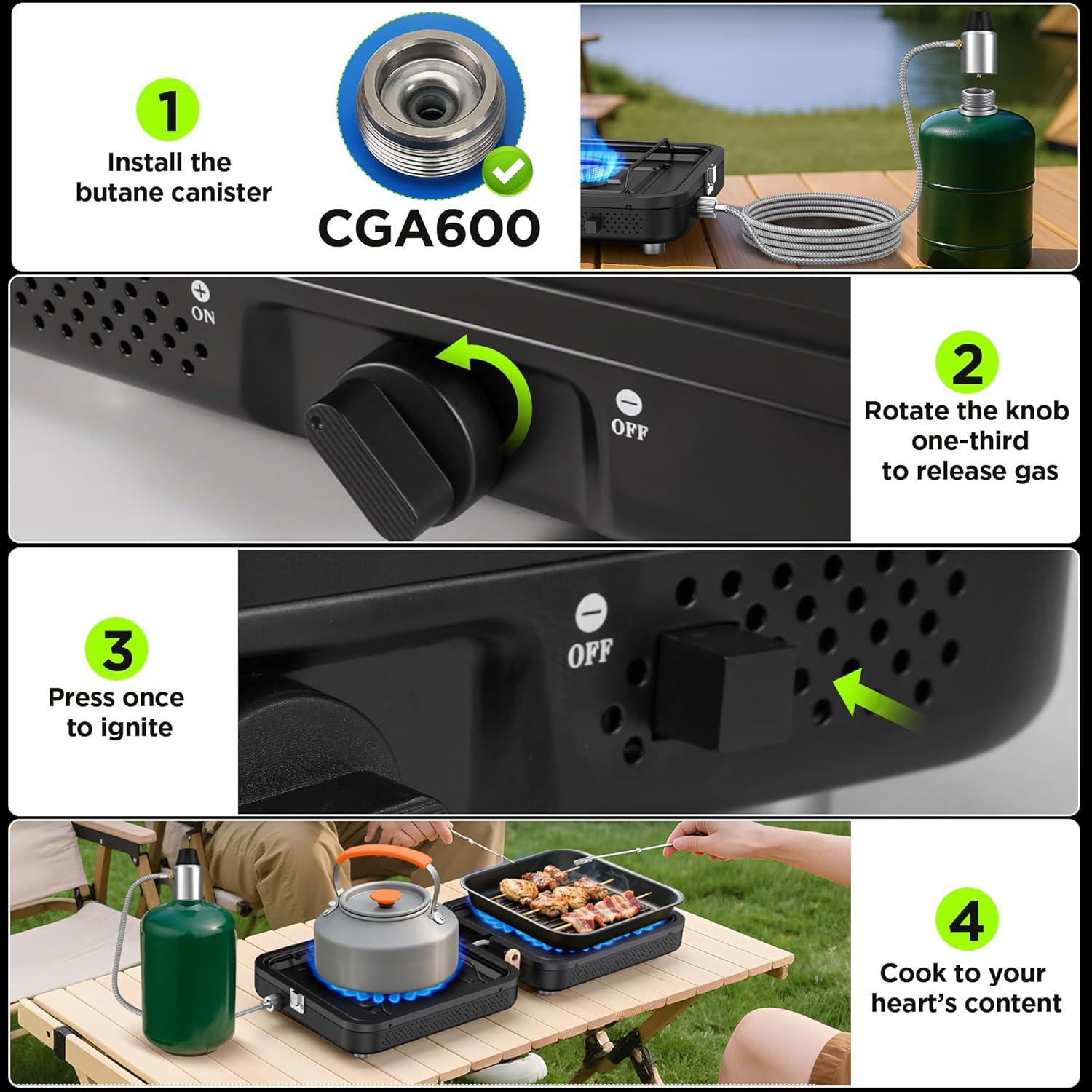 Estufa de Camping de Propano 2 Quemadores KSL01 15000 BTU