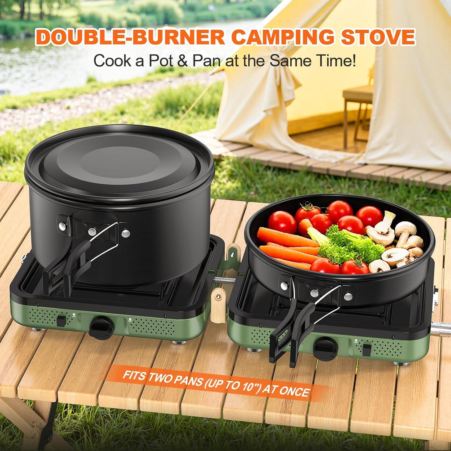 Estufa de Camping Plegable Propano 2 Quemadores KSL01 3.15 kg