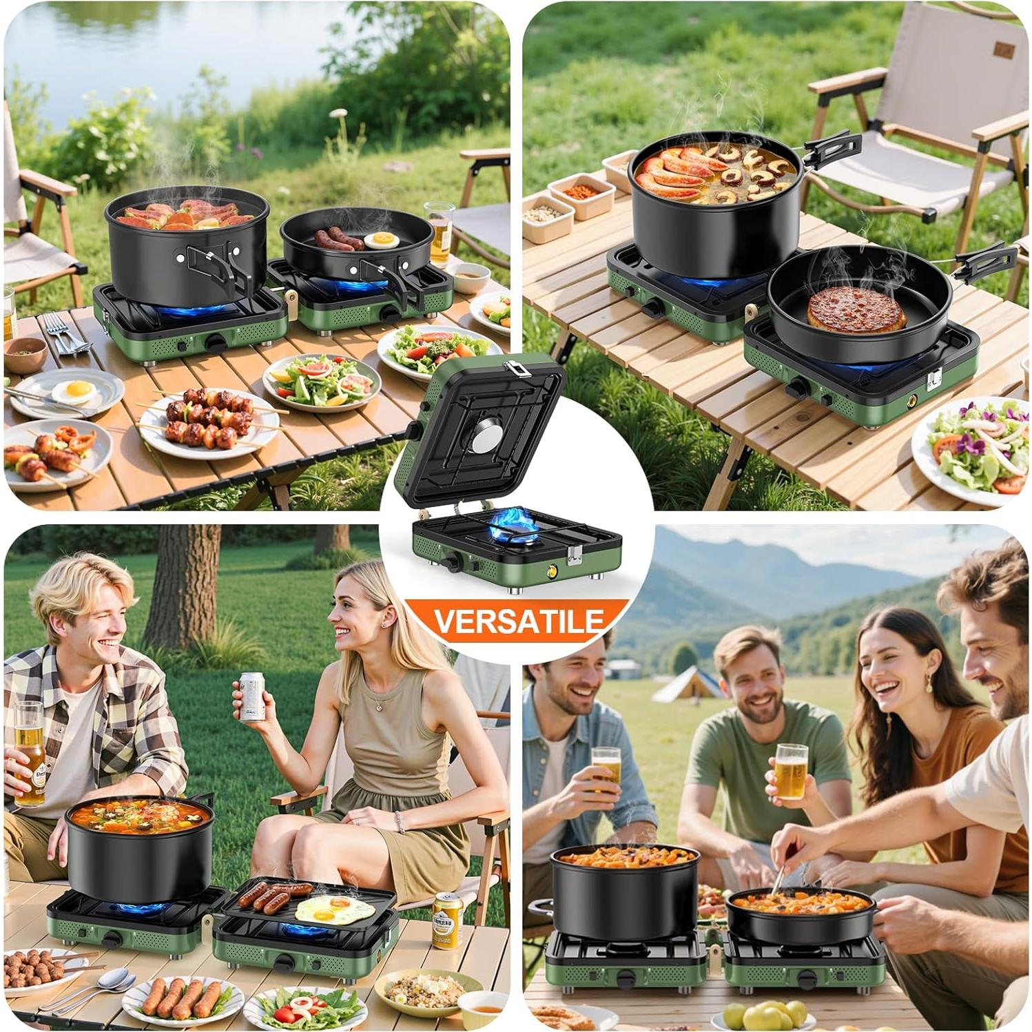 Estufa de Camping Plegable Propano 2 Quemadores KSL01 3.15 kg