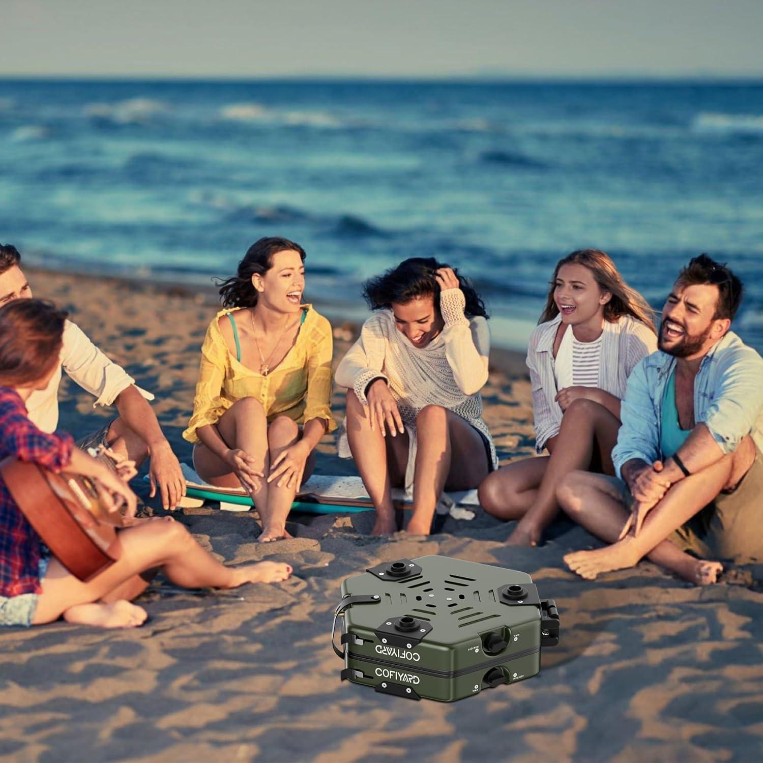 Estufa de Camping Plegable COFIYARD 2 Quemadores Propano Verde