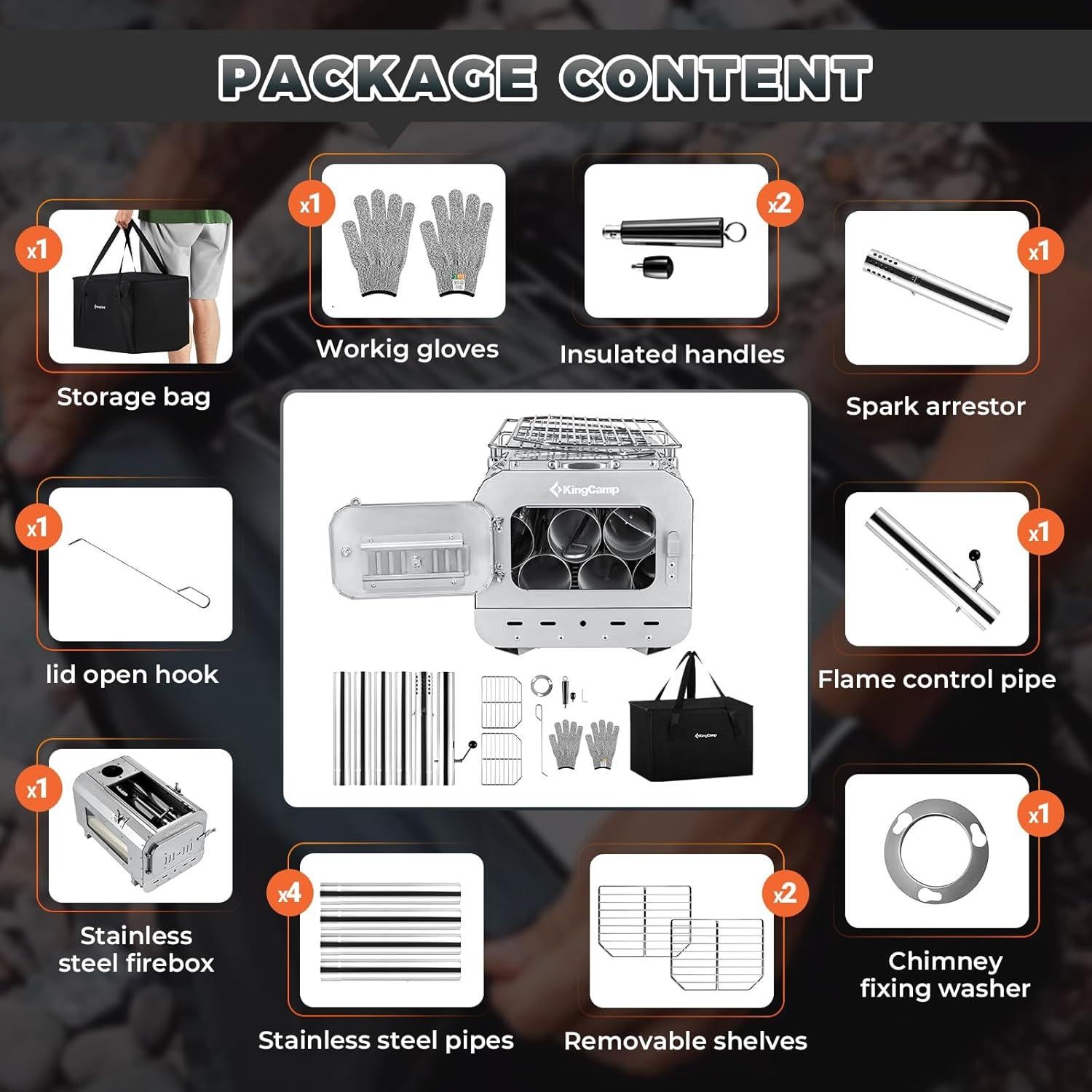 Estufa de Camping KingCamp KA2418 Plegable 11.8 kg