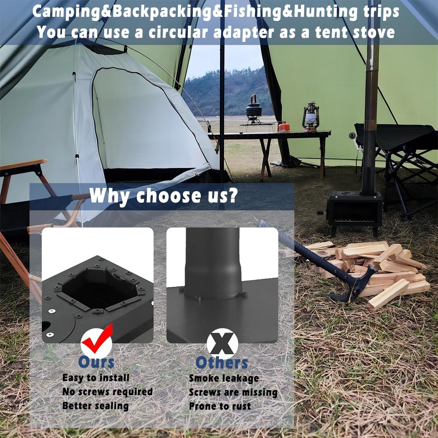 Estufa de leña portátil LEMVUZ para camping con chimenea