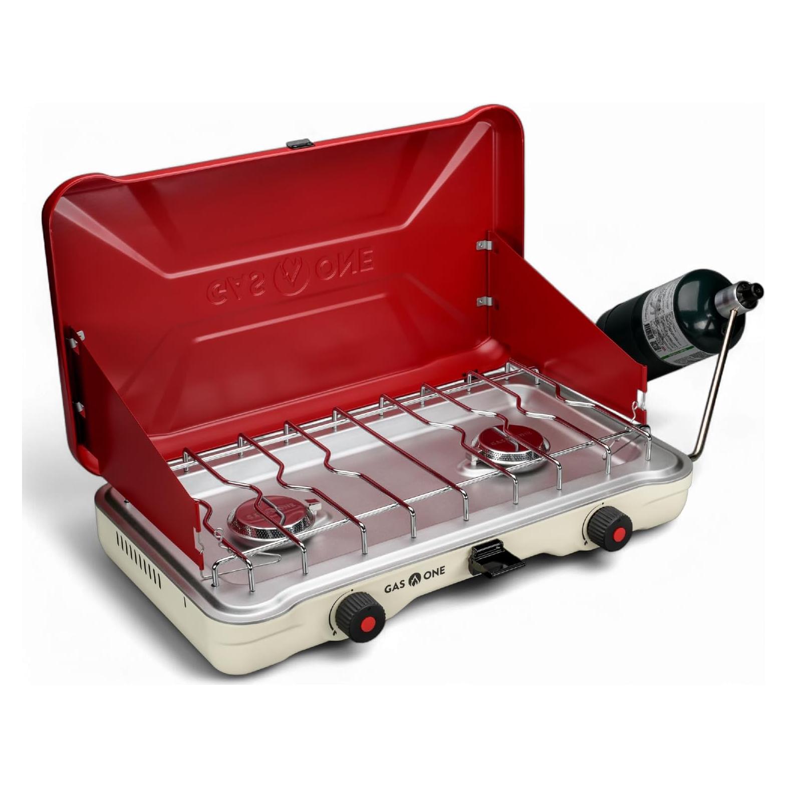 Estufa de Camping GasOne PS-2500RW Doble 22,000 BTU Roja