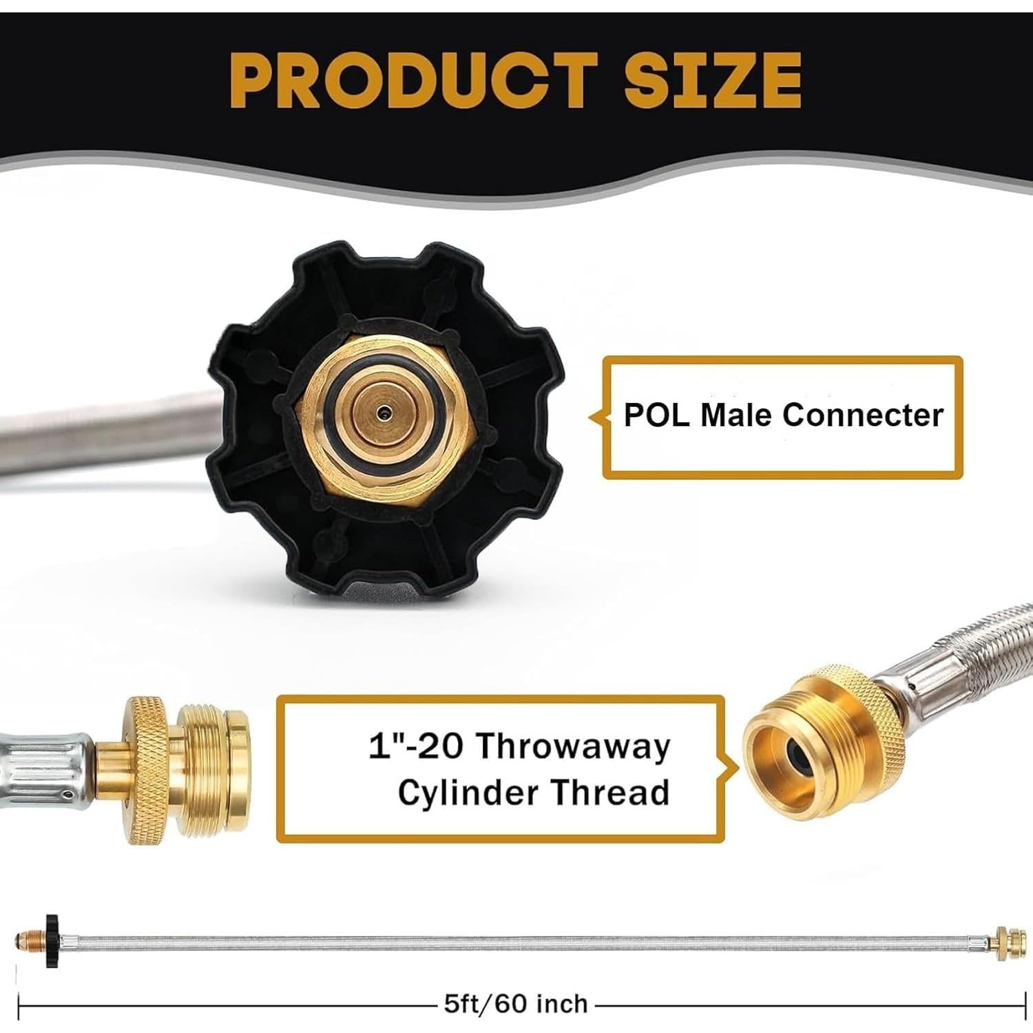 Adaptador de Manguera de Propano MOASKER 5 PIES y Regulador 5430