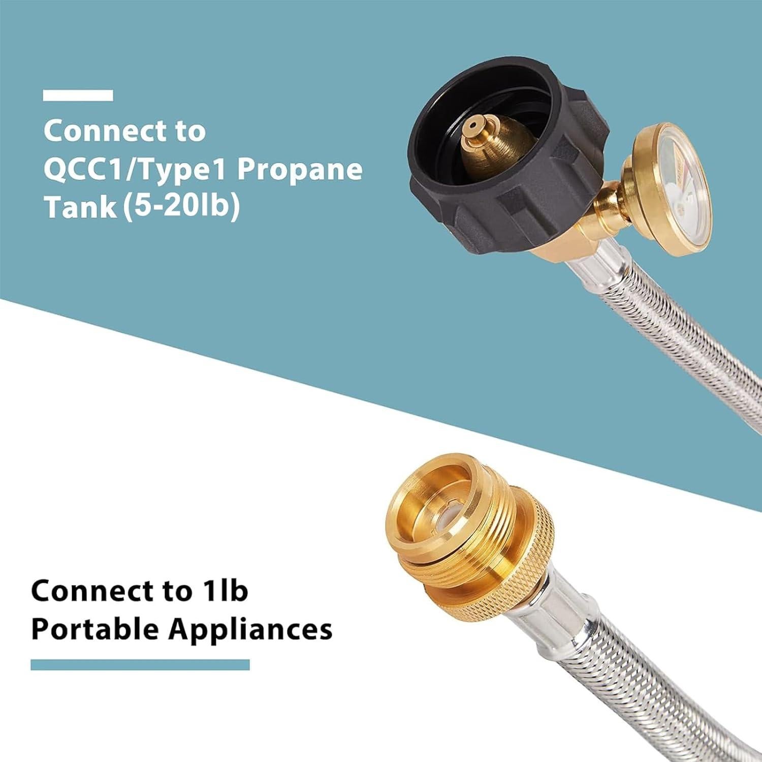 Adaptador de Manguera de Propano 1.83m SHINESTAR con Medidor