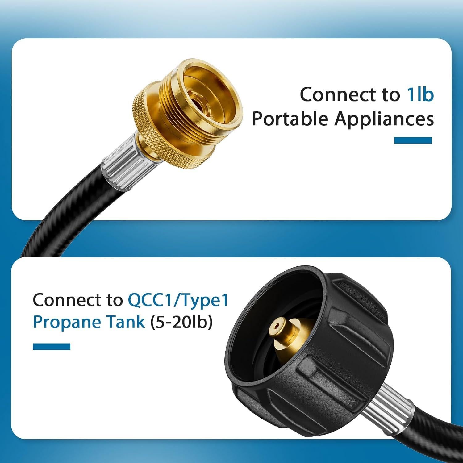 Adaptador de Manguera de Propano 1 lb a 20 lb Rushare 1.83 m
