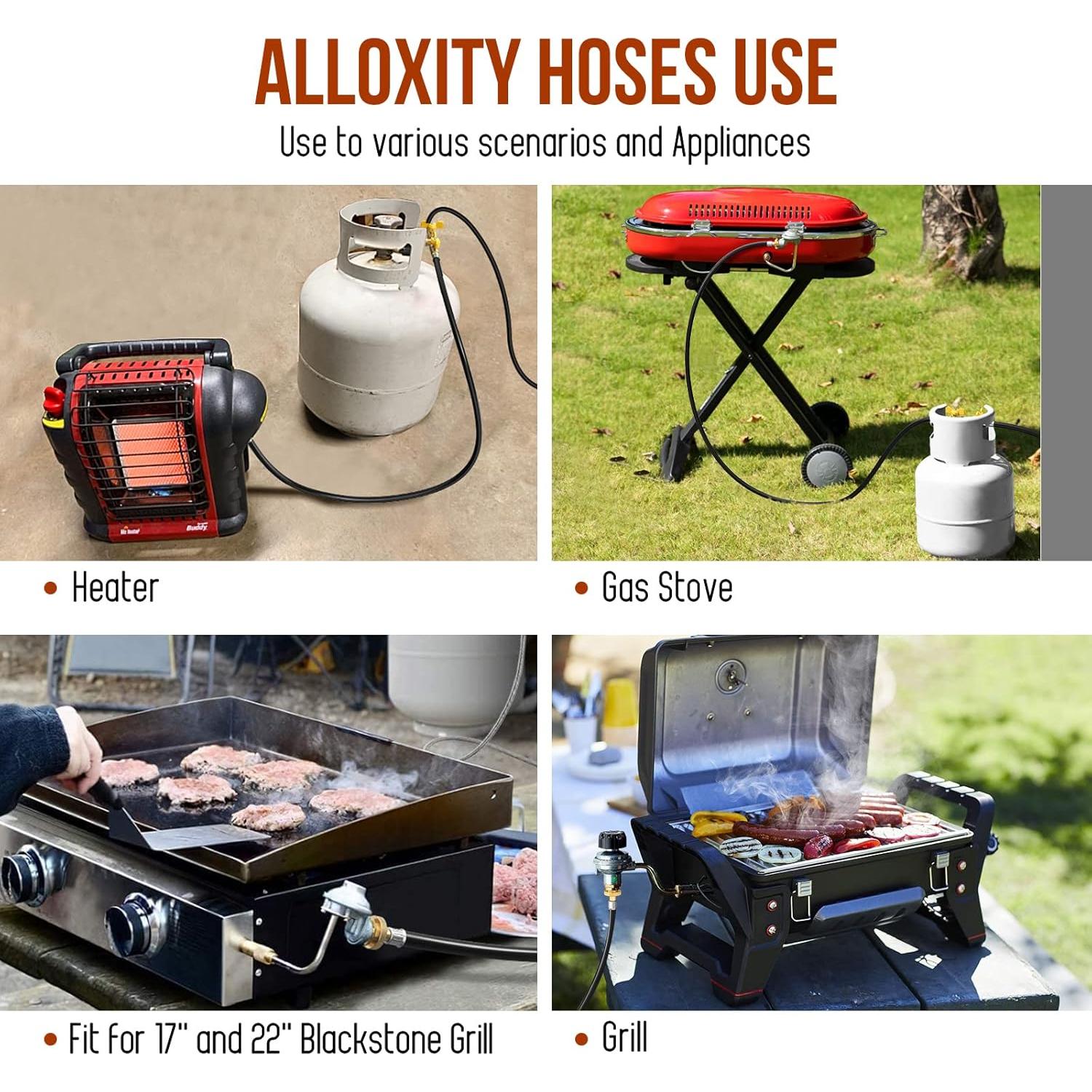 Manguera de Propano 5FT Alloxity 2 Vías con Válvula de Cierre