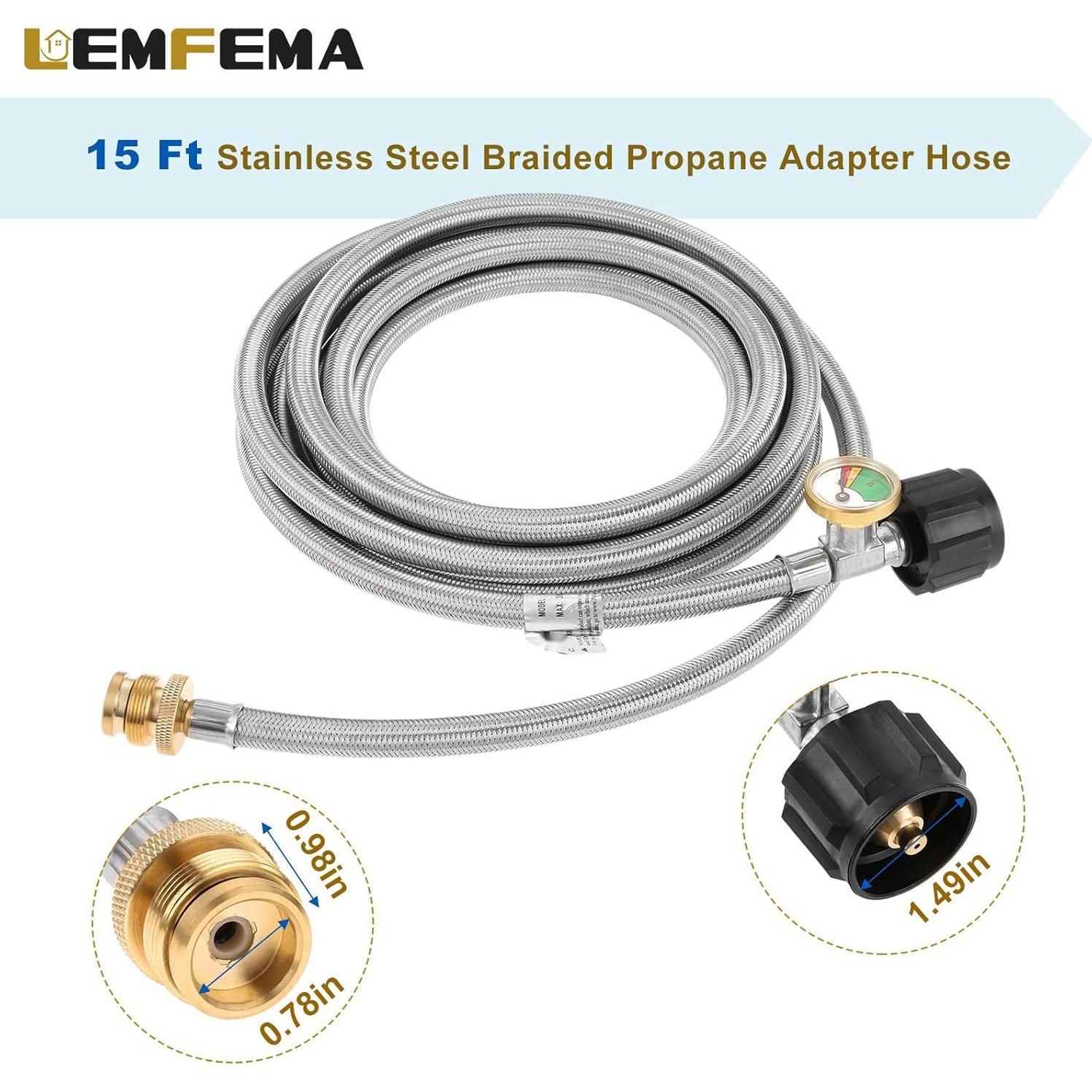 Manguera Adaptadora de Propano 15 pies Lemfema Acero Inoxidable