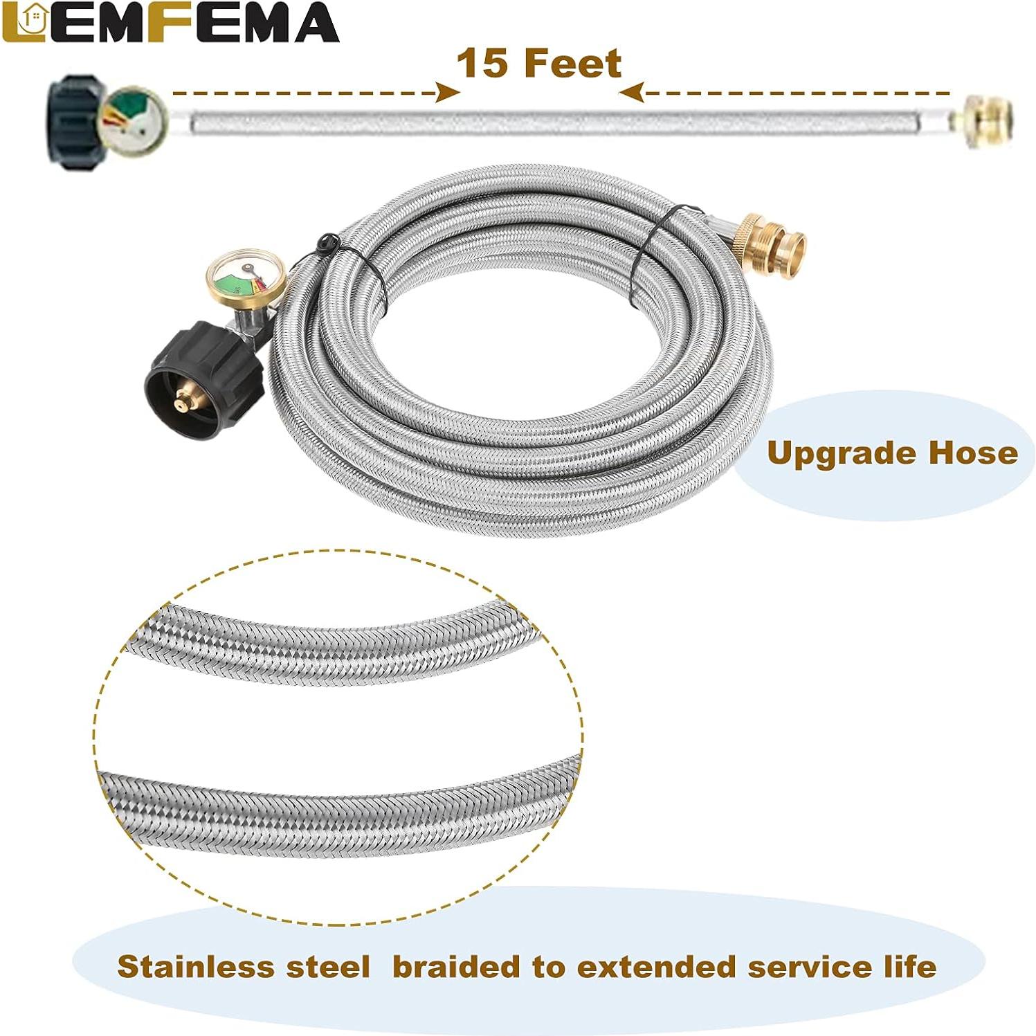 Manguera Adaptadora de Propano 15 pies Lemfema Acero Inoxidable