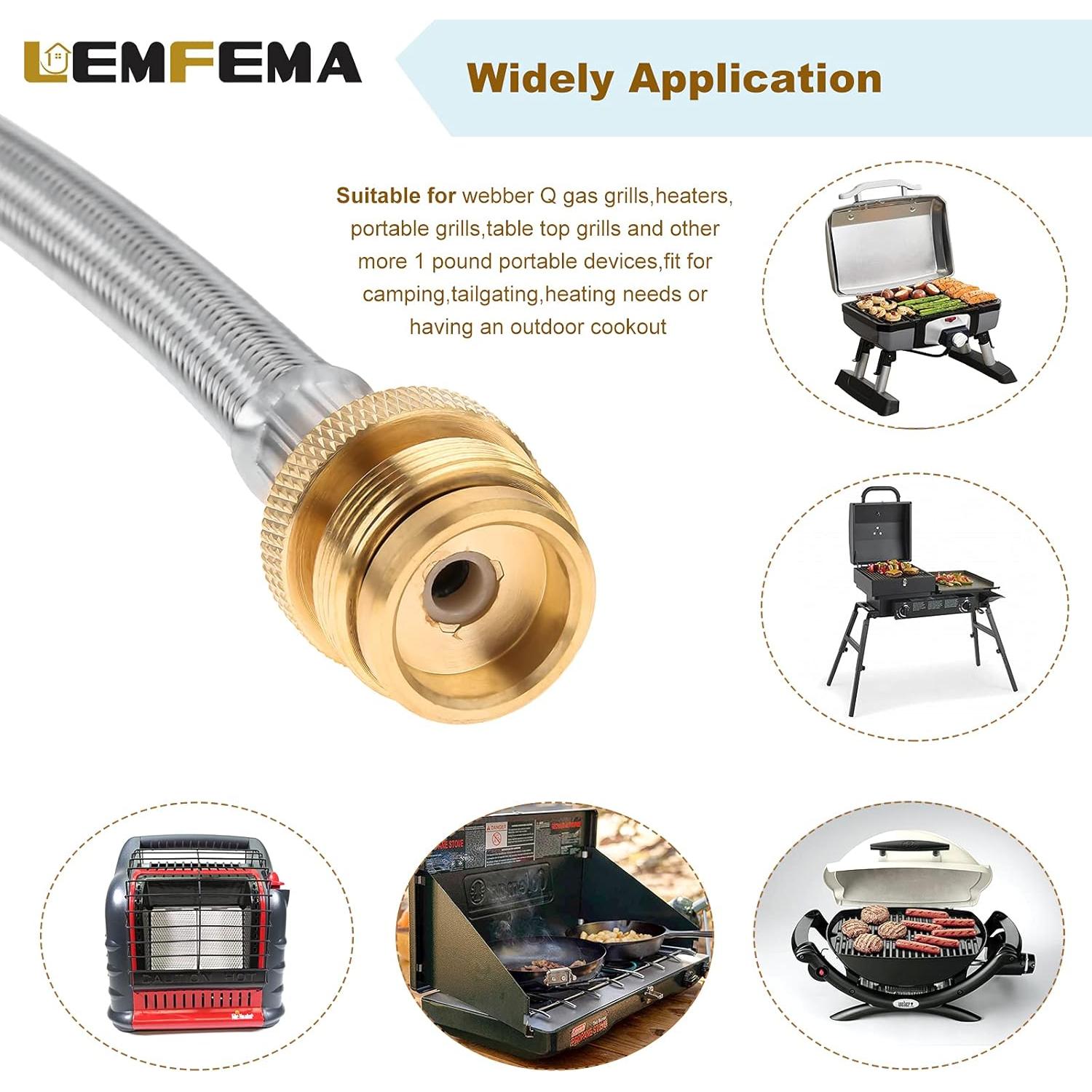 Manguera Adaptadora de Propano 15 pies Lemfema Acero Inoxidable
