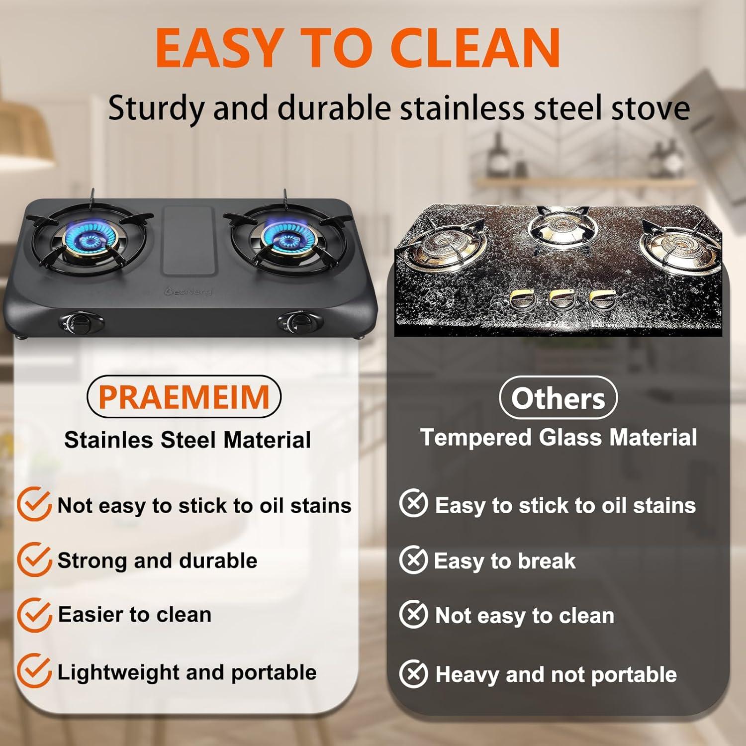 Estufa de Propano 2 Quemadores BesNerg 8KW con Regulador y Manguera