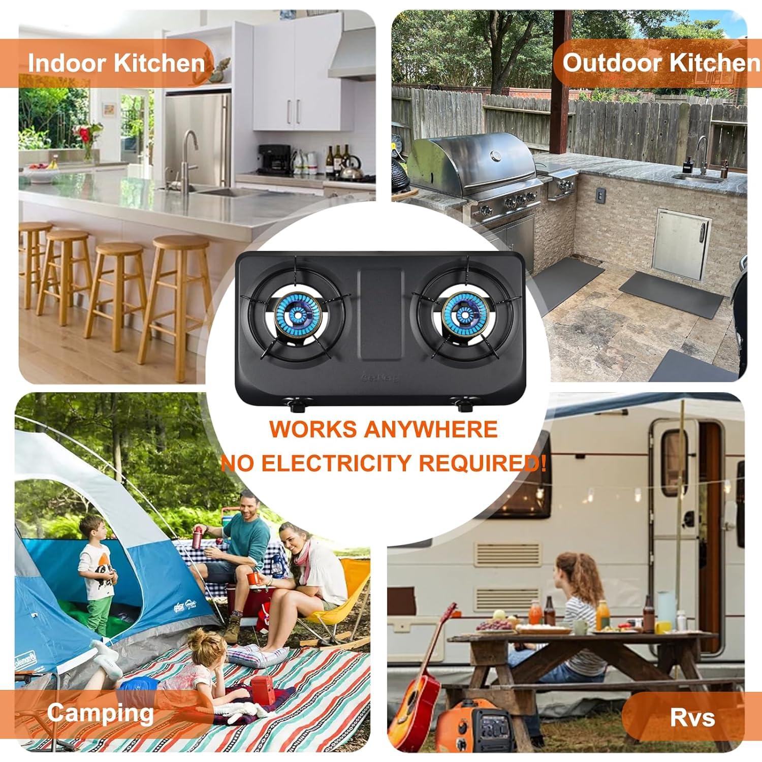 Estufa de Propano 2 Quemadores BesNerg 8KW con Regulador y Manguera