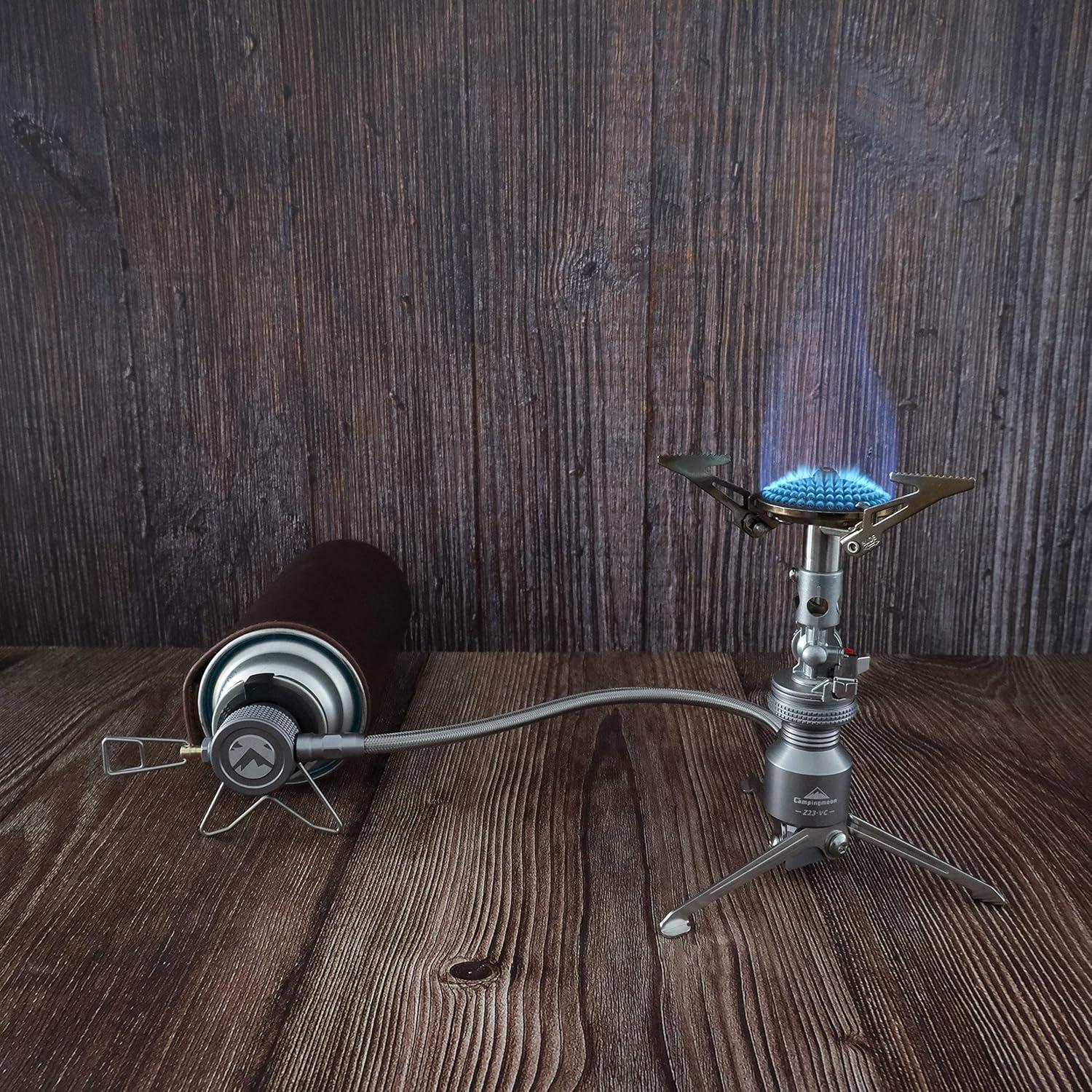 Adaptador de Butano Camping Moon VA-US-Z23 con Manguera de Acero