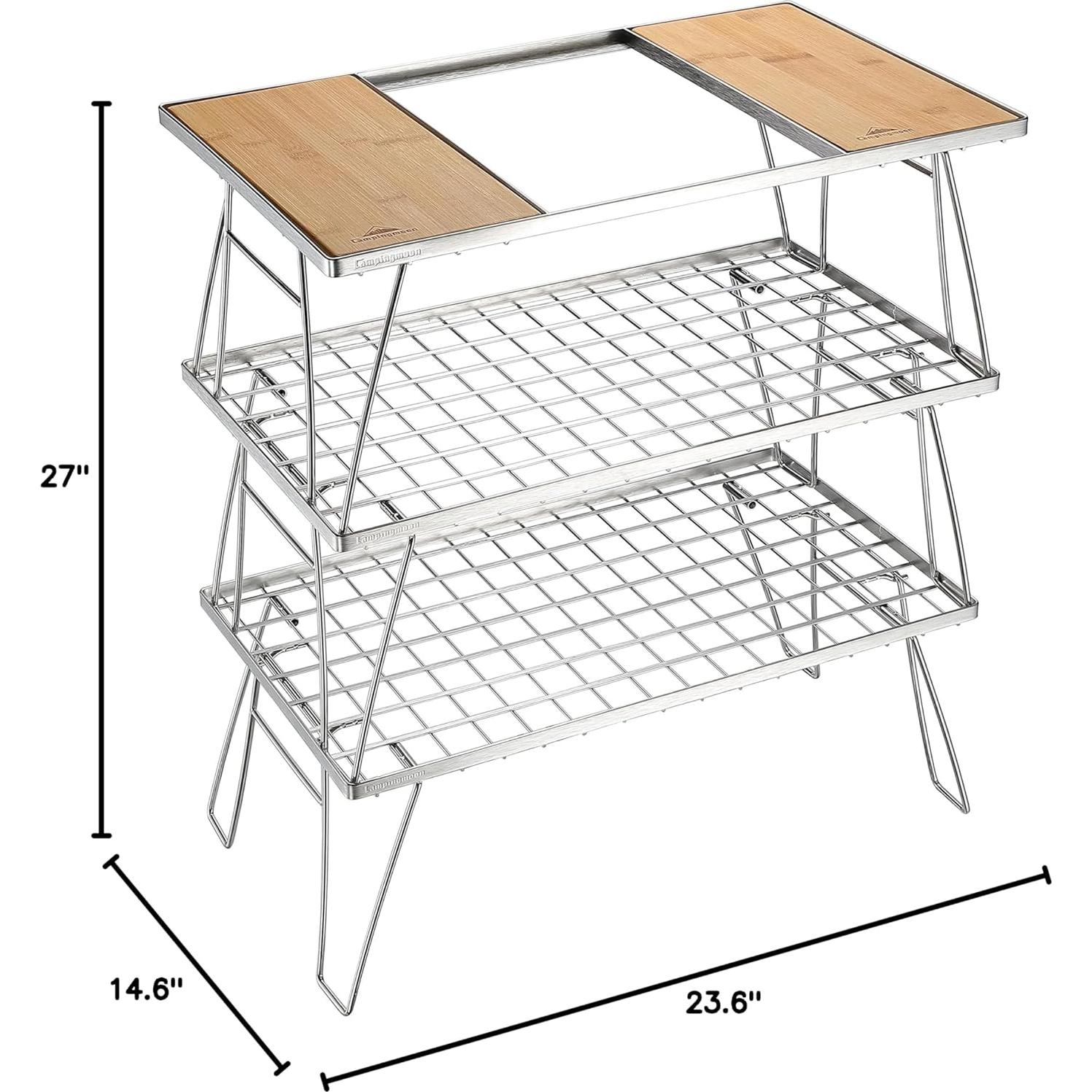 Mesa de Asado Campingmoon CK-3 Acero Inoxidable Plegable