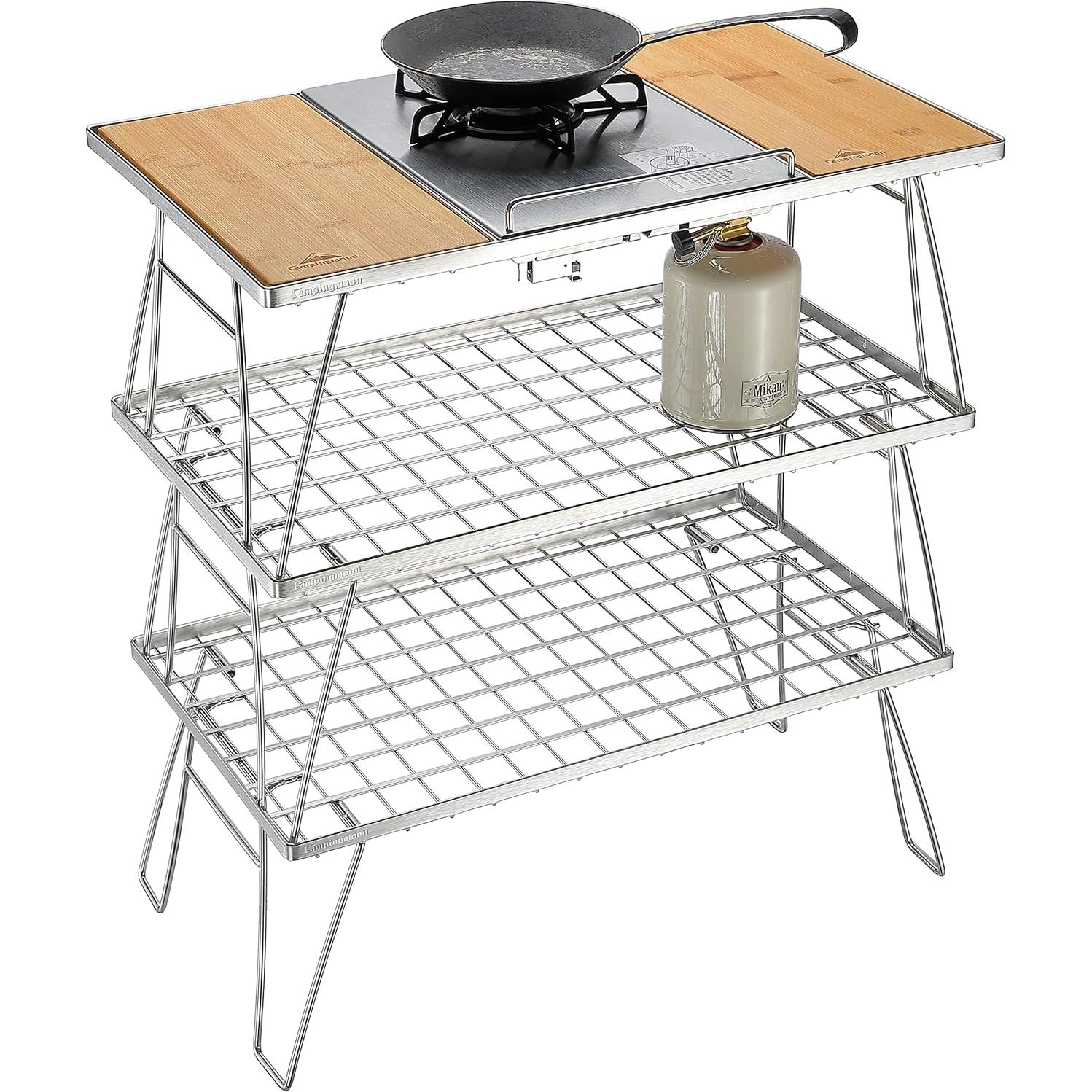 Mesa de Asado Campingmoon CK-3 Acero Inoxidable Plegable