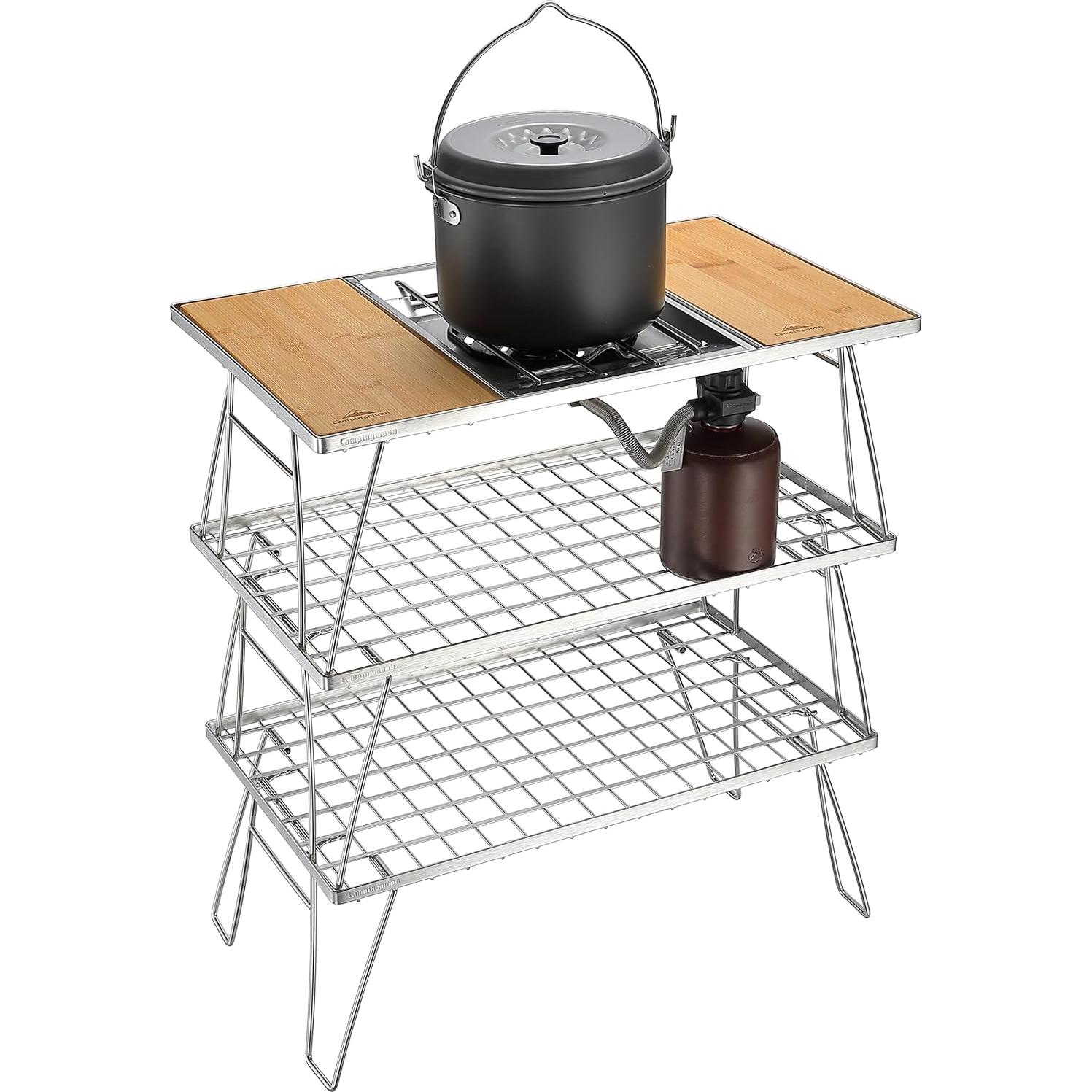 Mesa de Asado Campingmoon CK-3 Acero Inoxidable Plegable