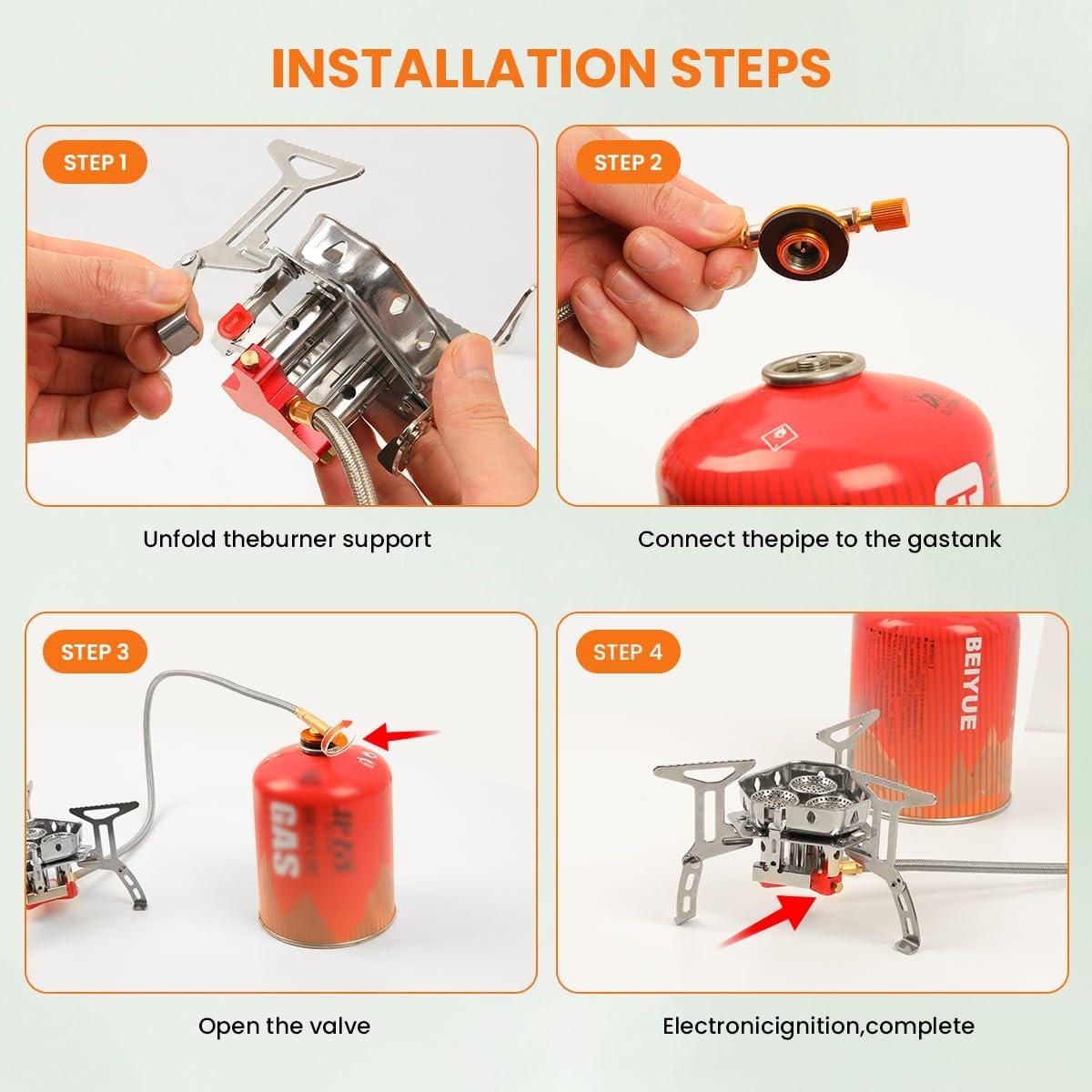 Estufa de Camping Portátil GEEKHOM 6800W Gas Propano Butano
