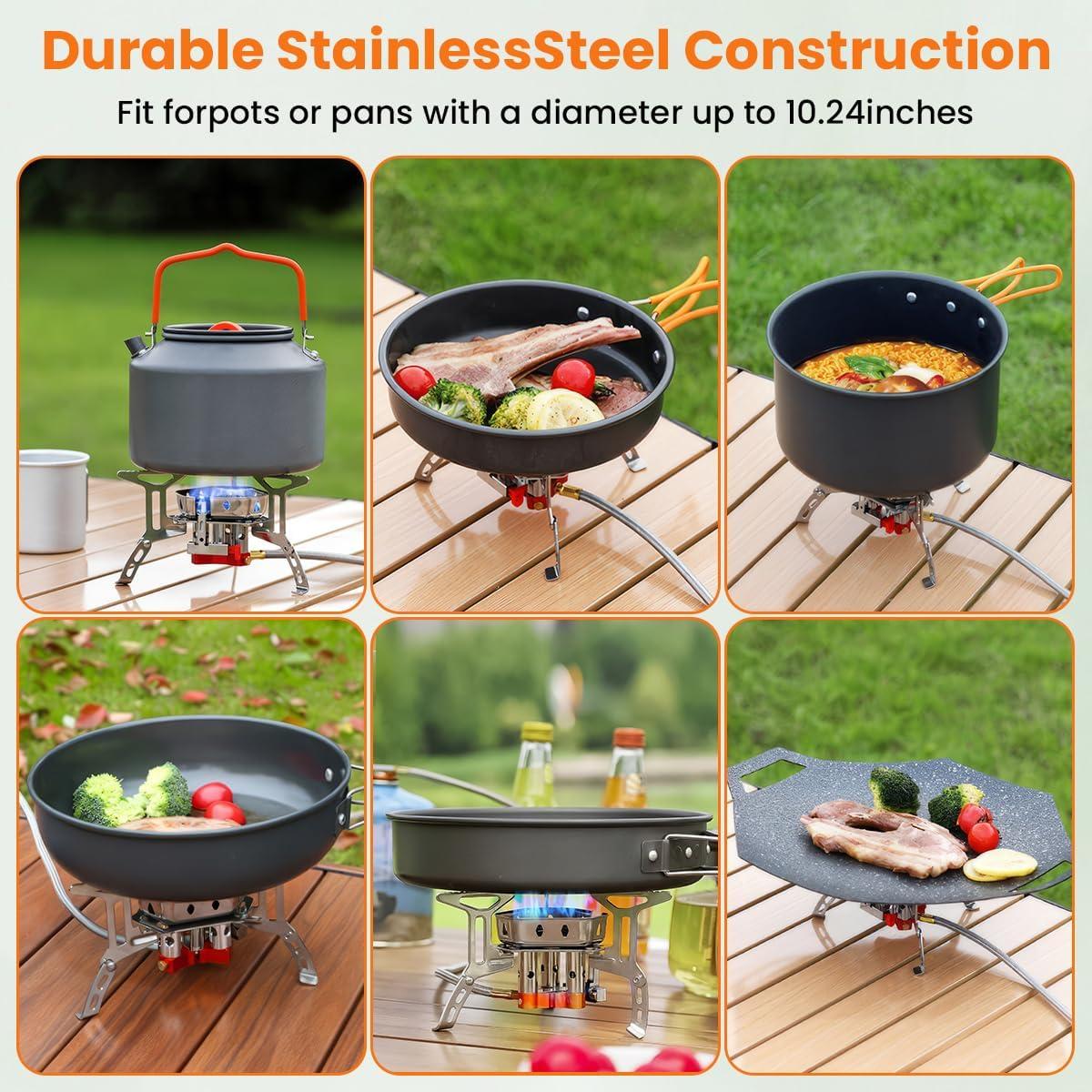 Estufa de Camping Portátil GEEKHOM 6800W Gas Propano Butano